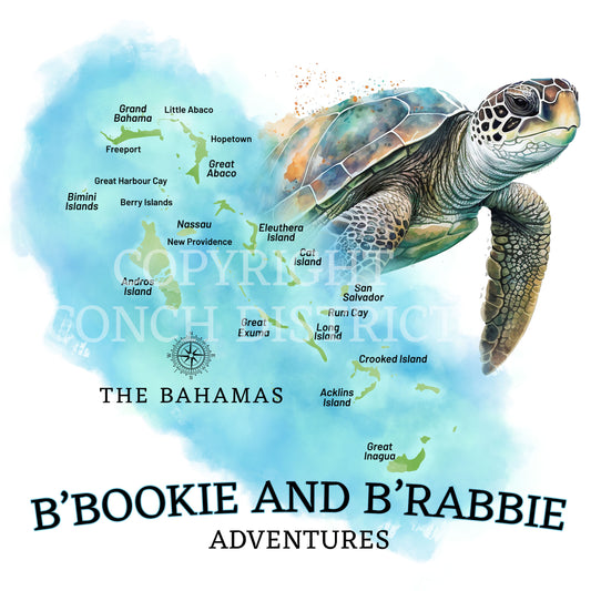 Bahamas Sea Turtle Watercolor Map | Recycled Solar Performance