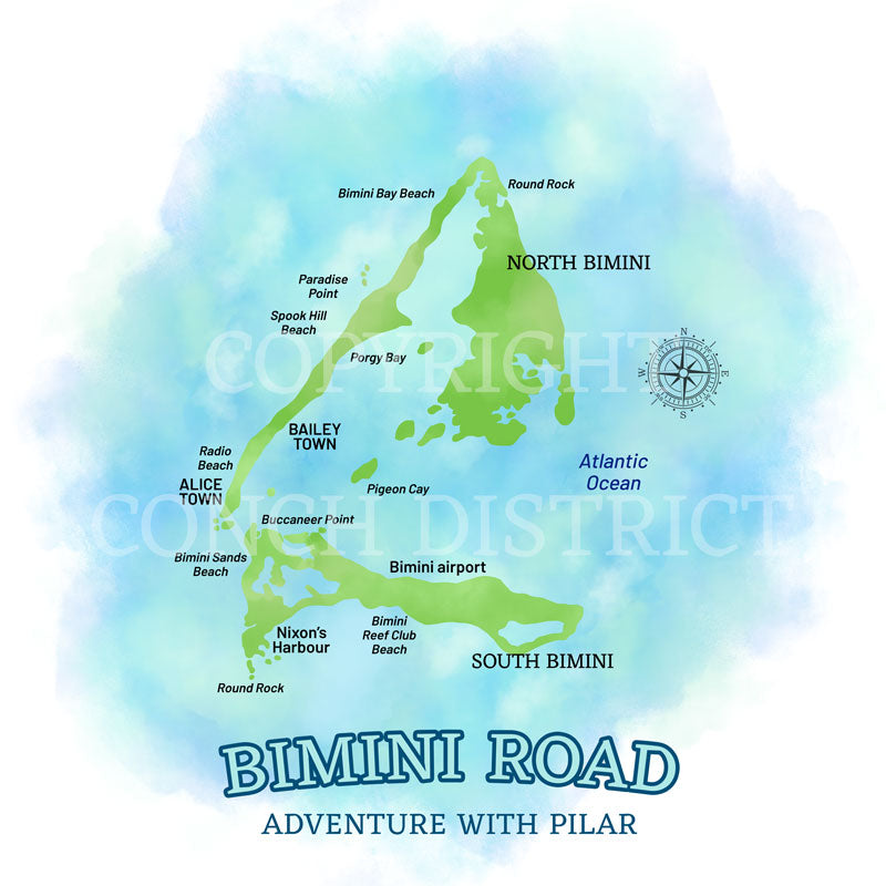 Bimini Watercolor Map | Recycled Solar Performance