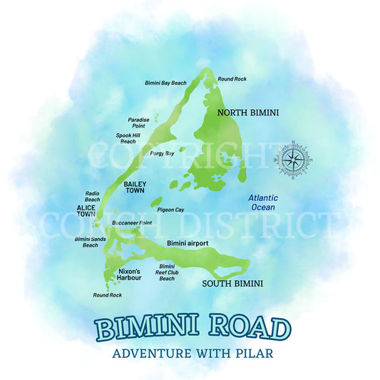 Bimini Watercolor Map | Recycled Solar Performance