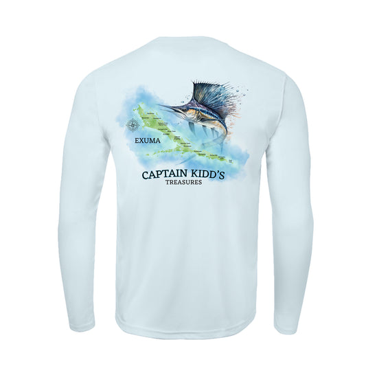 Exuma Sailfish Watercolor Map | Recycled Solar Performance