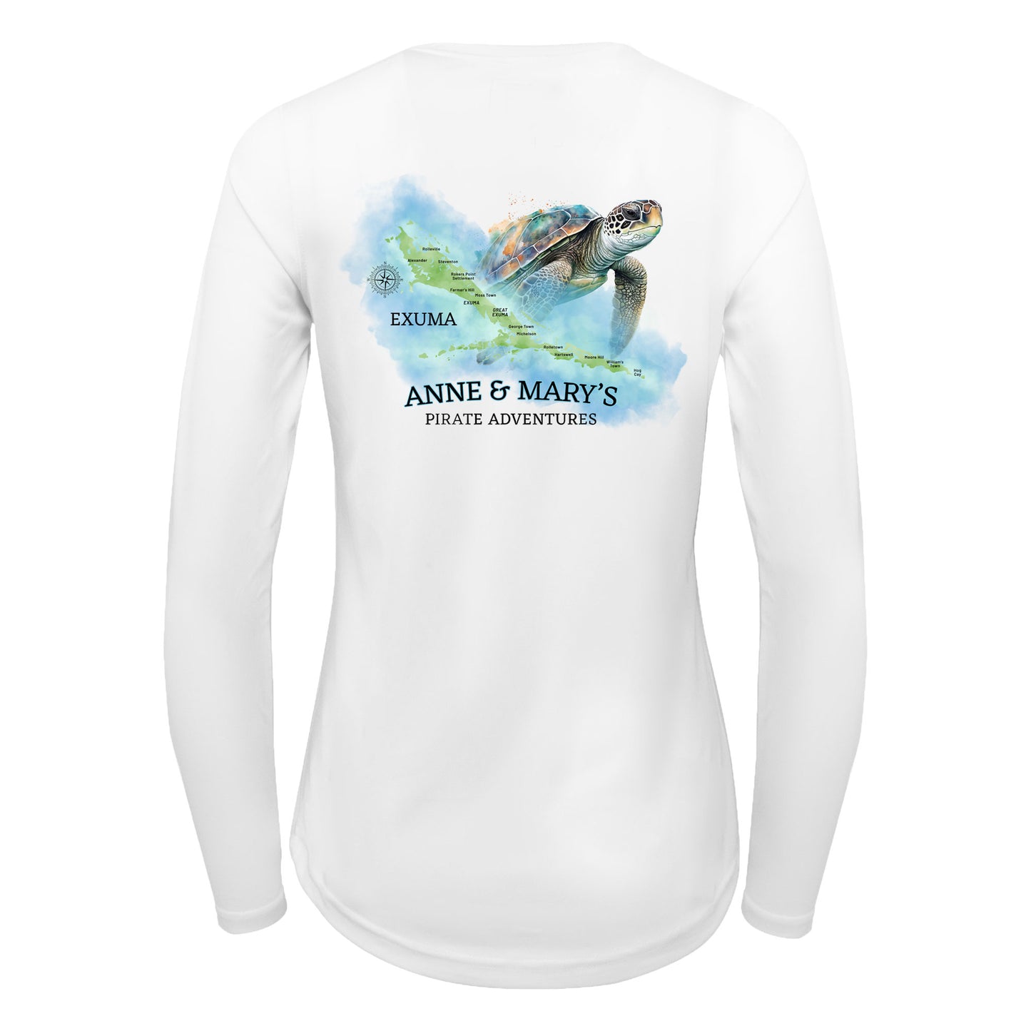 Exuma Sea Turtle Watercolor Map | Recycled Solar Performance