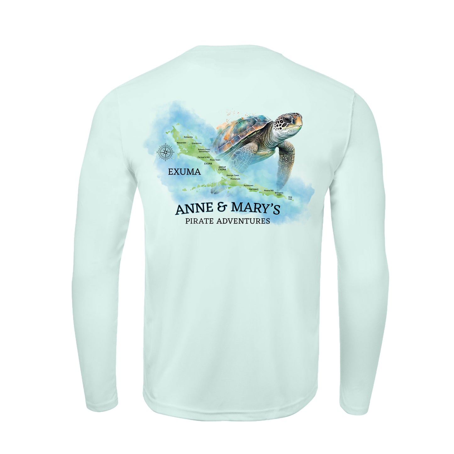 Exuma Sea Turtle Watercolor Map | Recycled Solar Performance