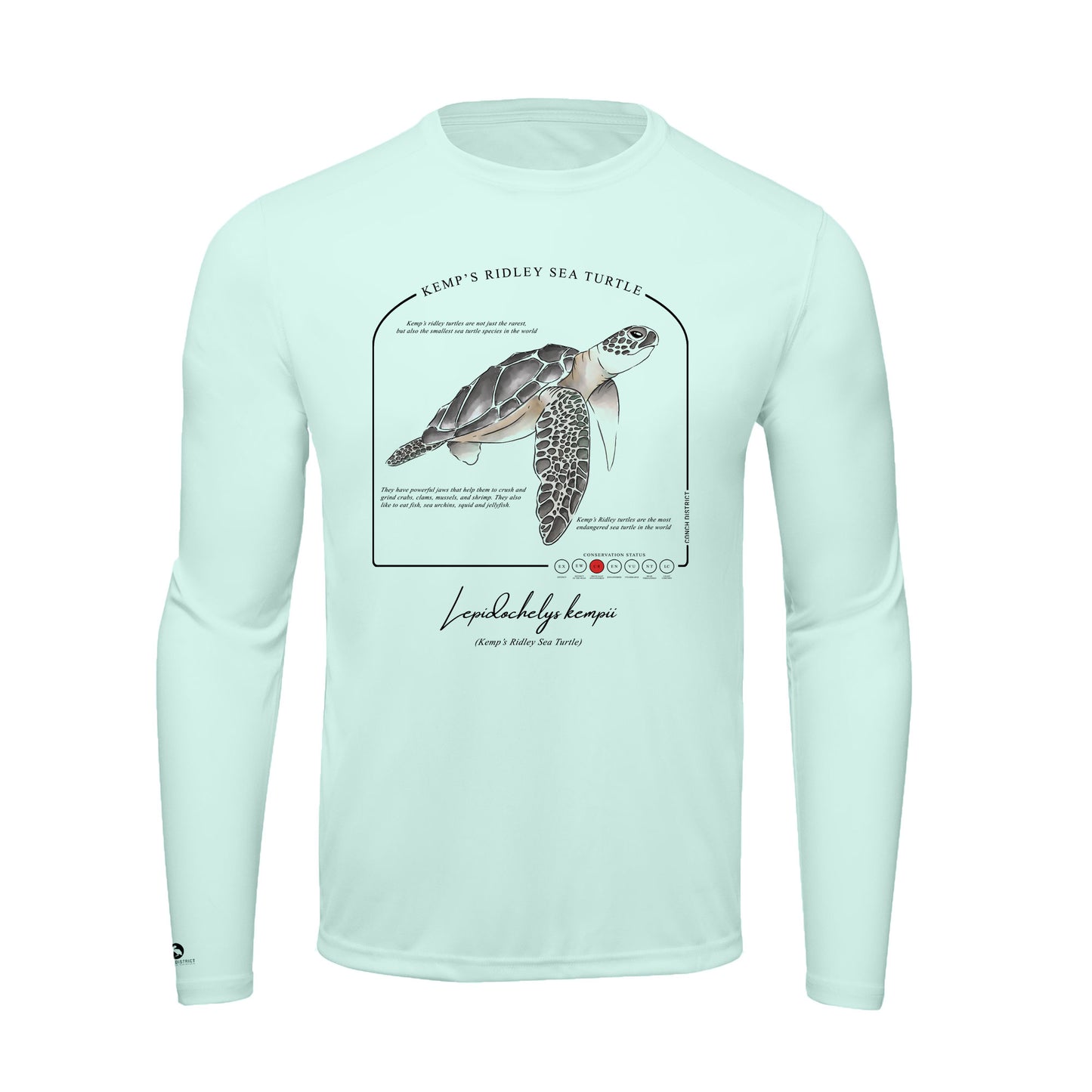 Kemps Ridley Sea Turtle Conservation Status shirt | Mens Recycled Solar Performance