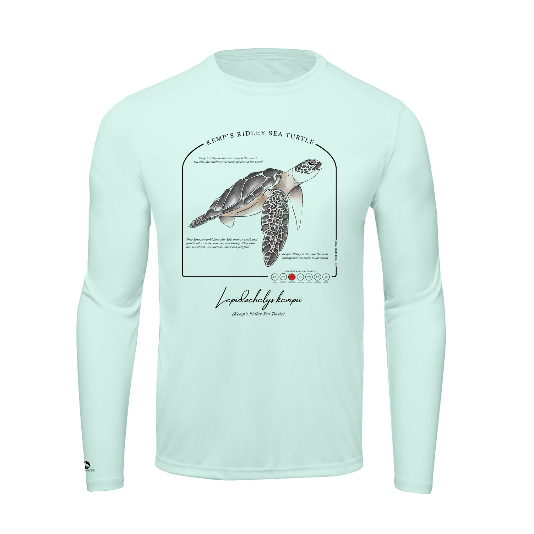 Kemps Ridley Sea Turtle Conservation Status shirt | Mens Recycled Solar Performance