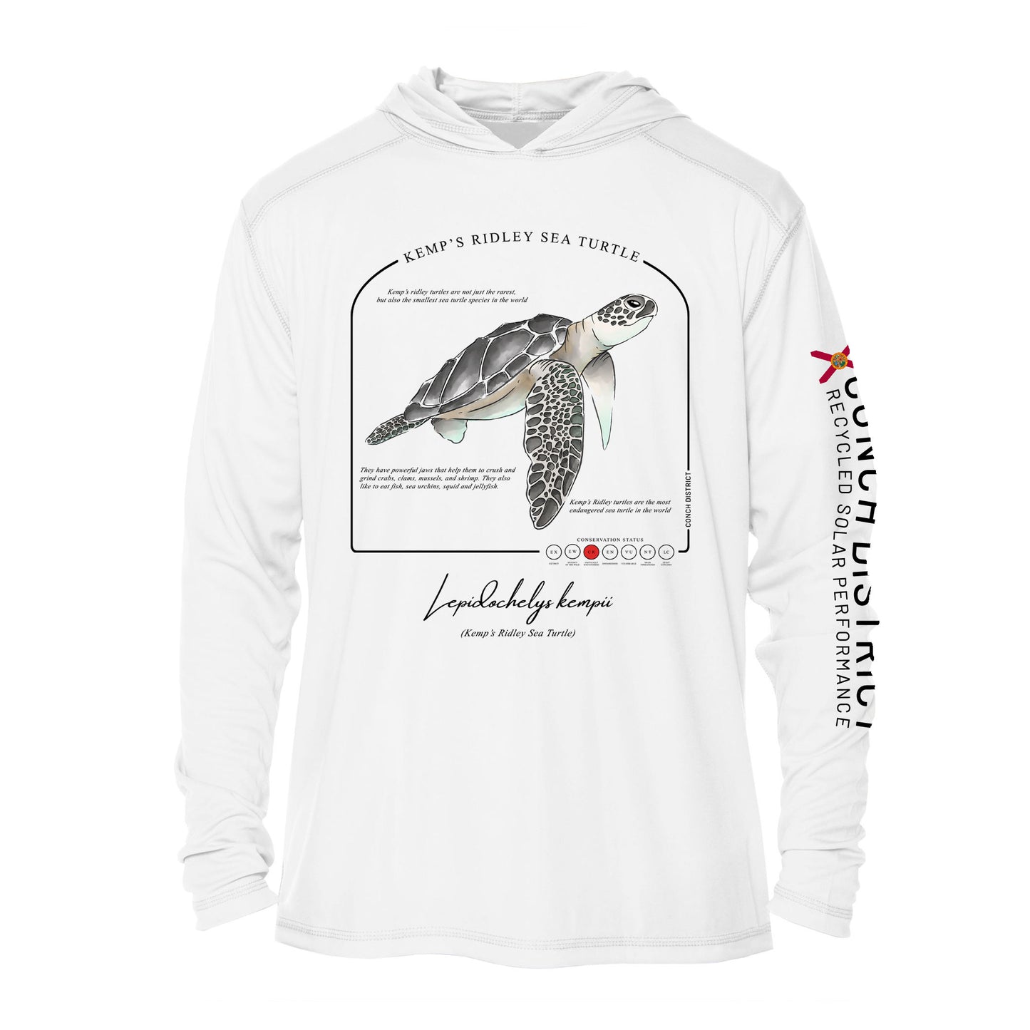 Kemps Ridley Sea Turtle Conservation Status Hoodie | Mens Recycled Solar Performance