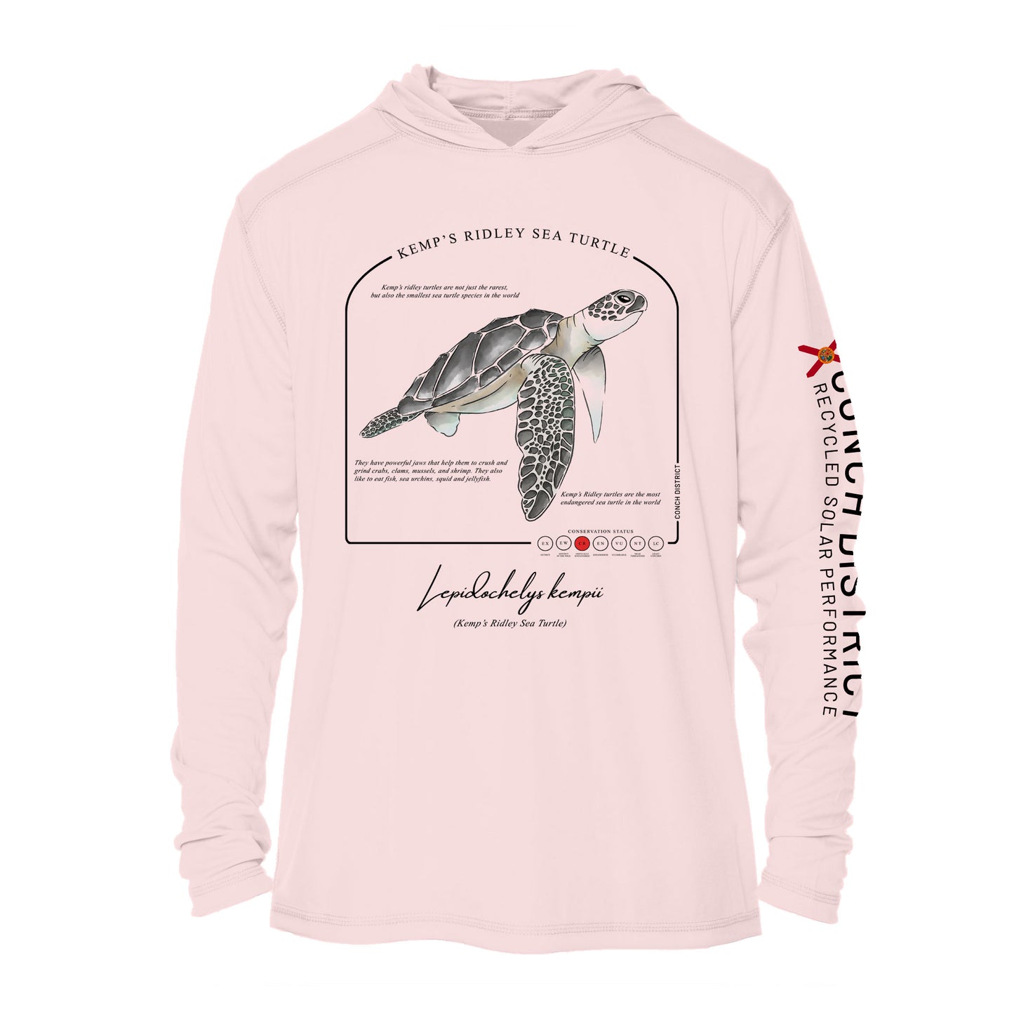 Kemps Ridley Sea Turtle Conservation Status UPF 50+ Sun Protection Hoodie Youth