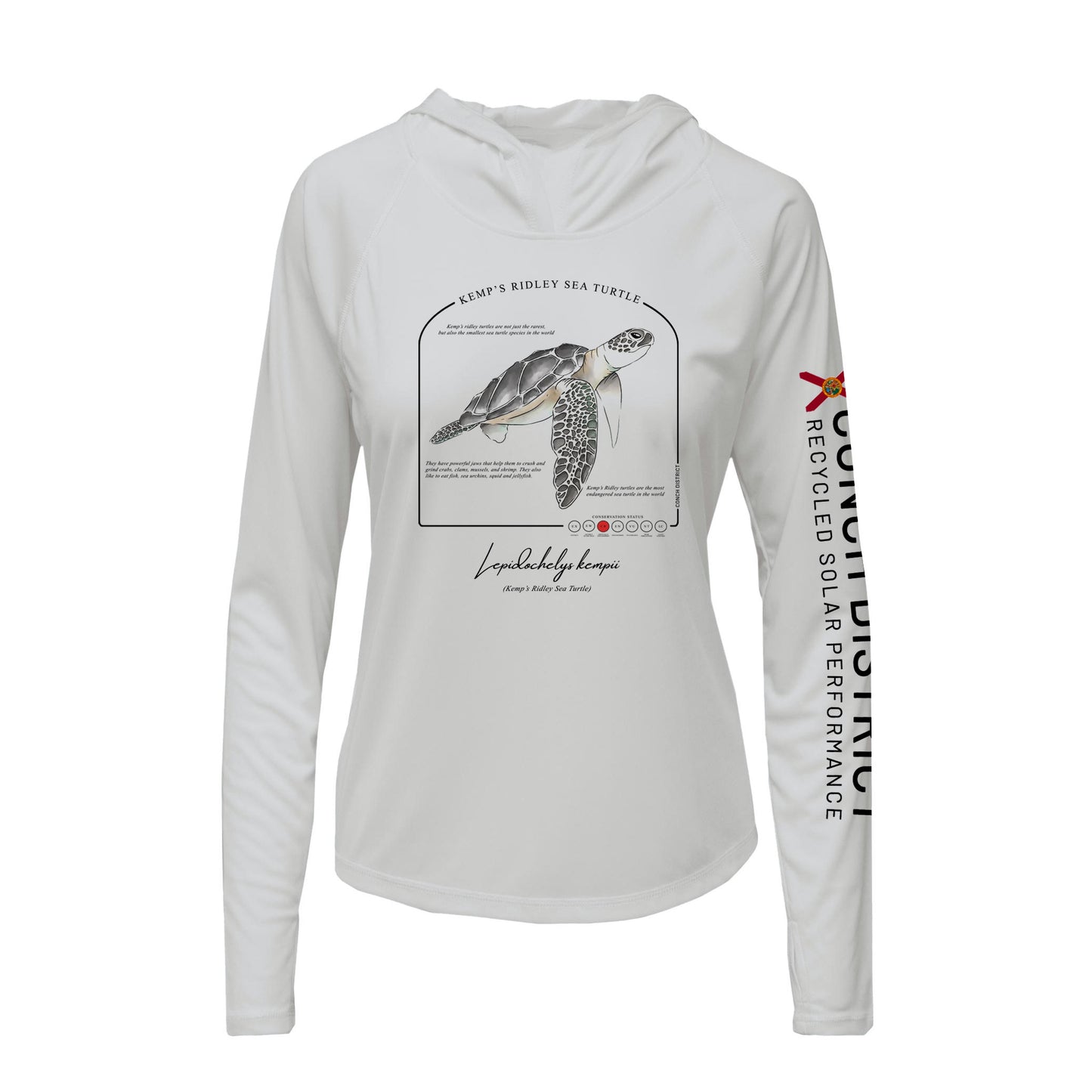 Kemps Ridley Sea Turtle Conservation Status Hoodie | Womens Recycled Solar Performance