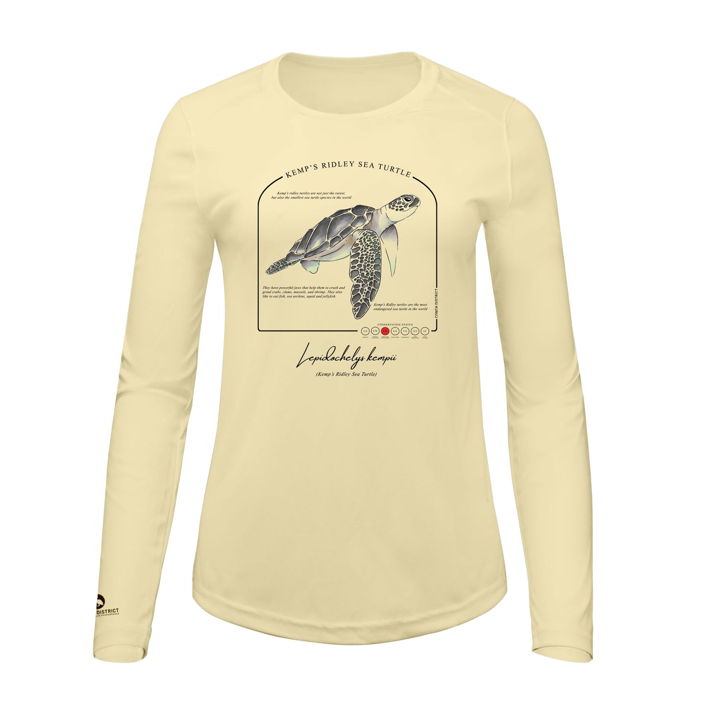 Kemps Ridley Sea Turtle Conservation Status Shirt | Womens Recycled Solar Performance