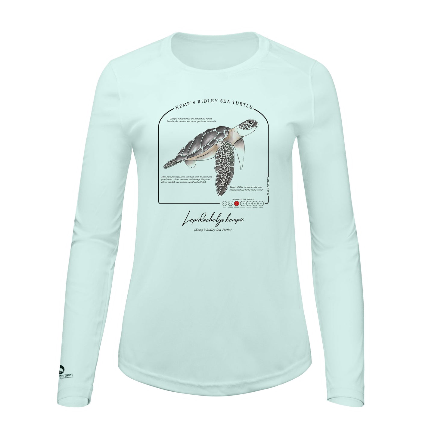 Kemps Ridley Sea Turtle Conservation Status Shirt | Womens Recycled Solar Performance