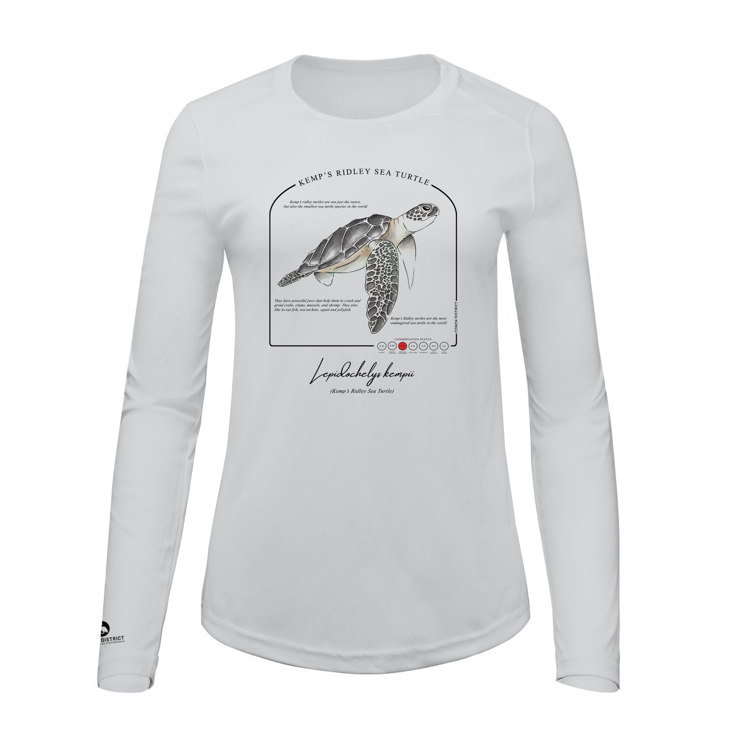 Kemps Ridley Sea Turtle Conservation Status Shirt | Womens Recycled Solar Performance