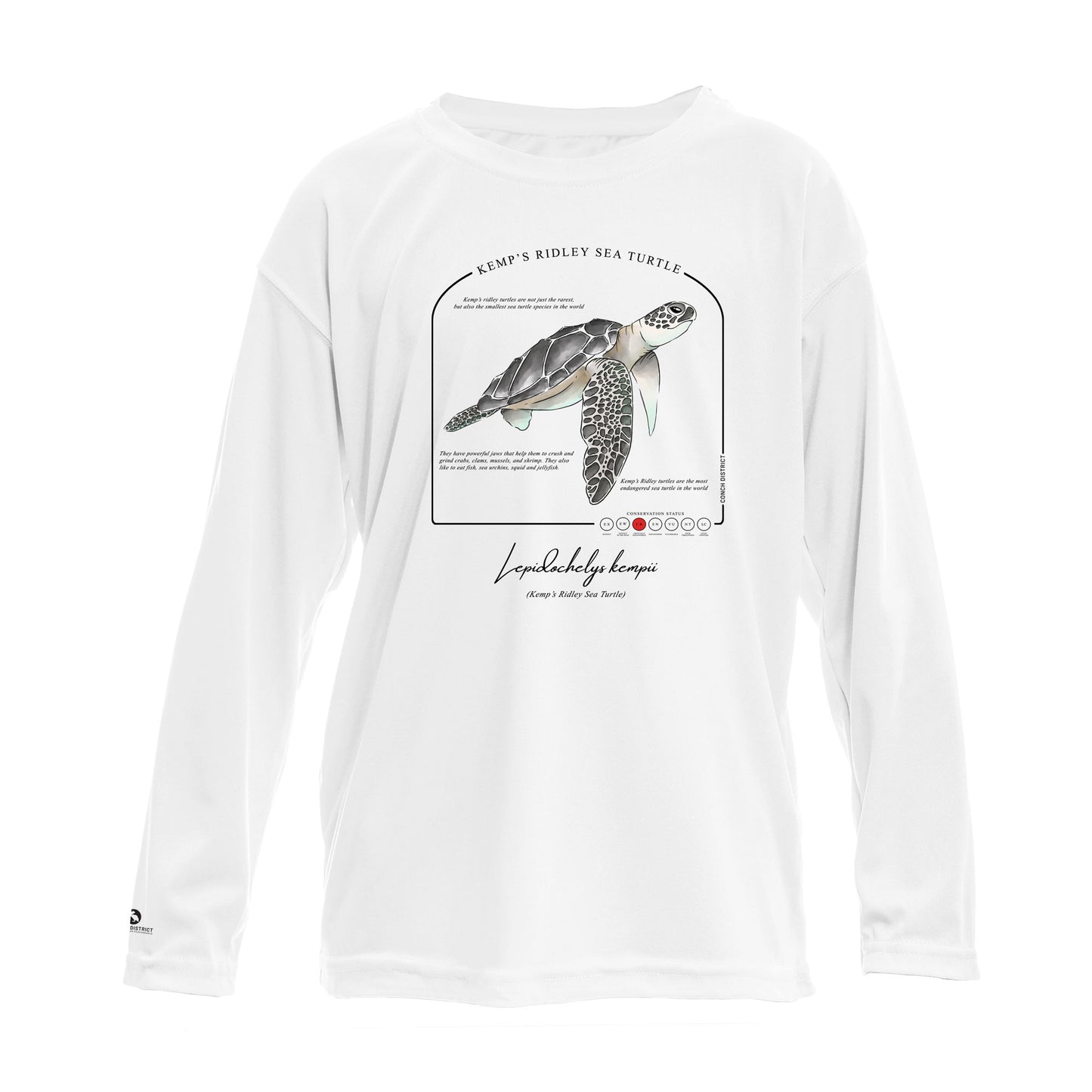 Kemps Ridley Sea Turtle Conservation Status UPF 50+ Sun Protection Shirt Toddler & Youth