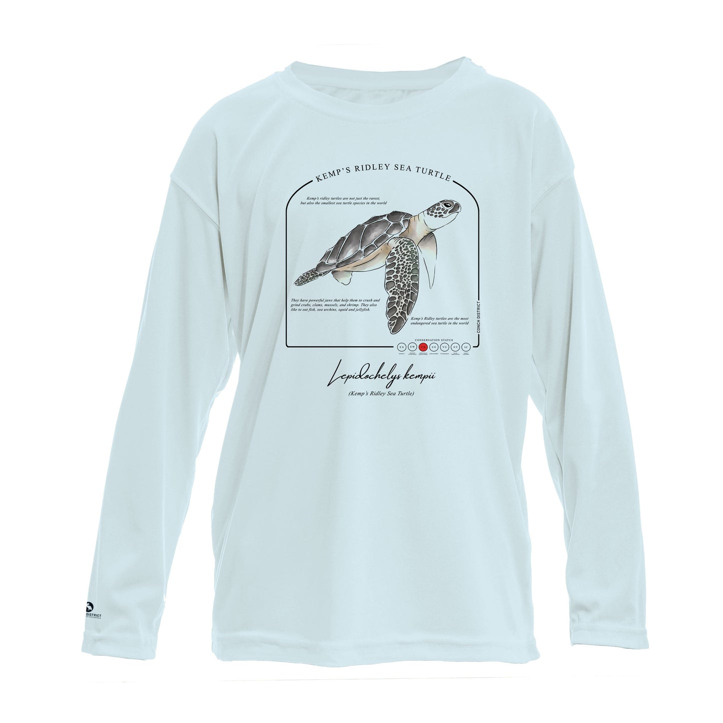 Kemps Ridley Sea Turtle Conservation Status UPF 50+ Sun Protection Shirt Toddler & Youth