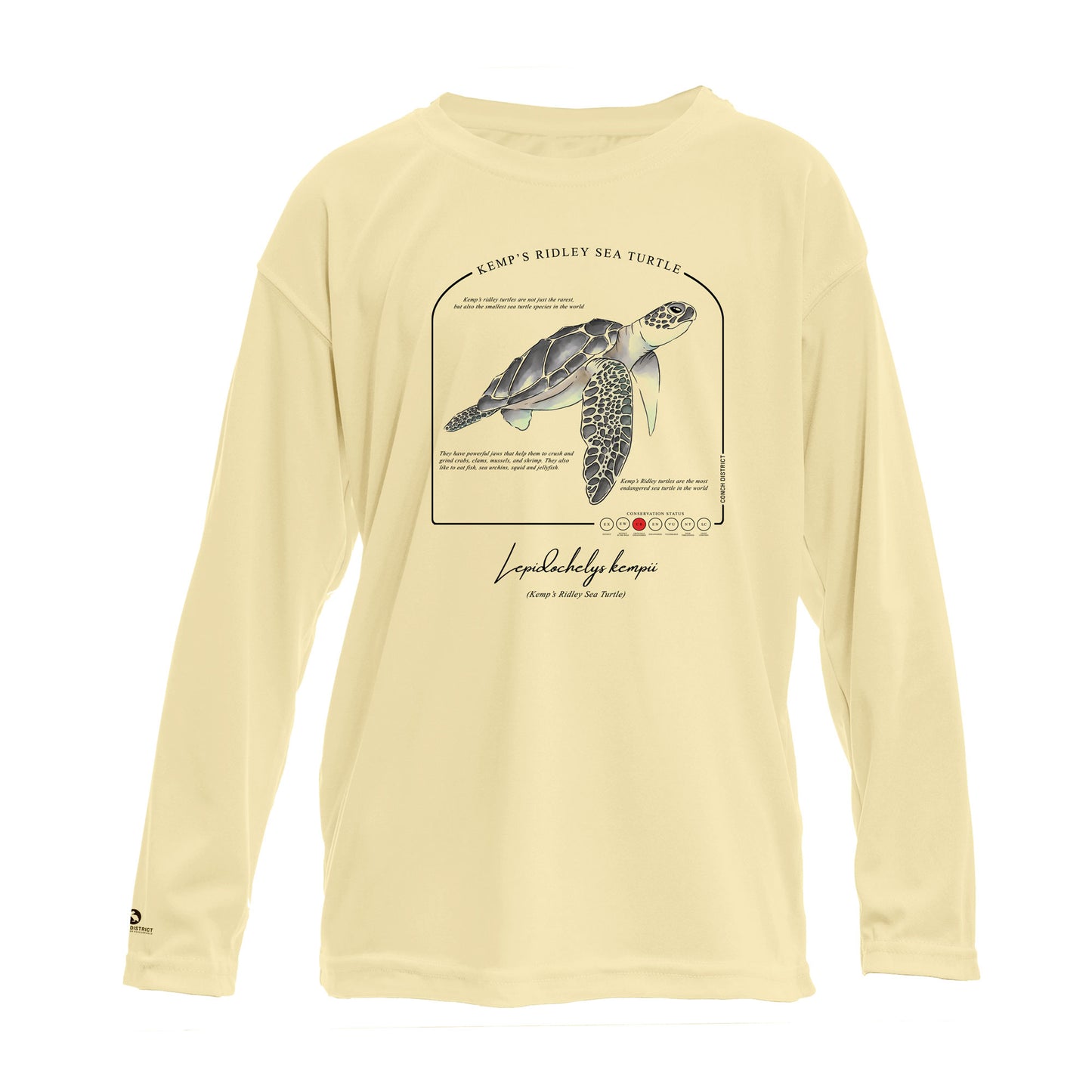 Kemps Ridley Sea Turtle Conservation Status UPF 50+ Sun Protection Shirt Toddler & Youth