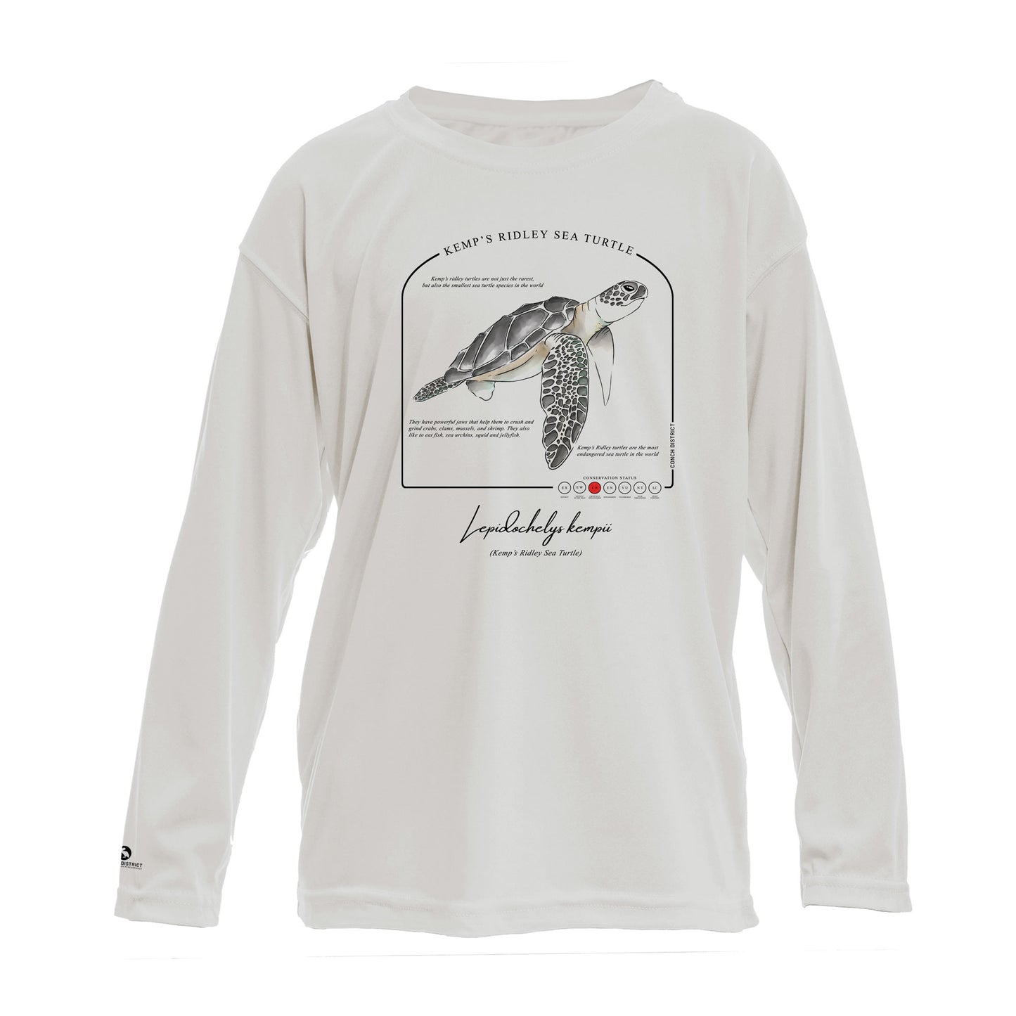 Kemps Ridley Sea Turtle Conservation Status UPF 50+ Sun Protection Shirt Toddler & Youth