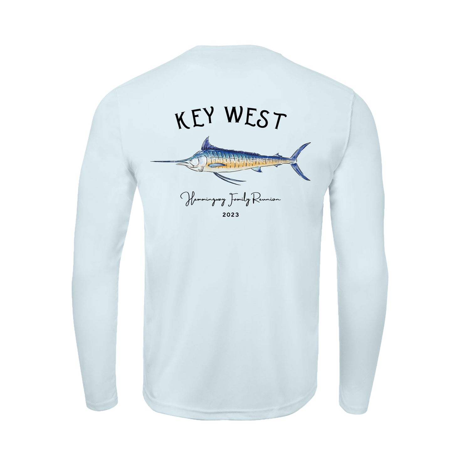 custom marlin shirt, personalized fishing shirt, UPF50+ boating shirt, coastal sun protection shirt, custom text UV shirt, nautical rash guard, matching vacation shirts, group boat shirt, custom event sun shirt, fish design beach shirt, tropical adventure apparel
