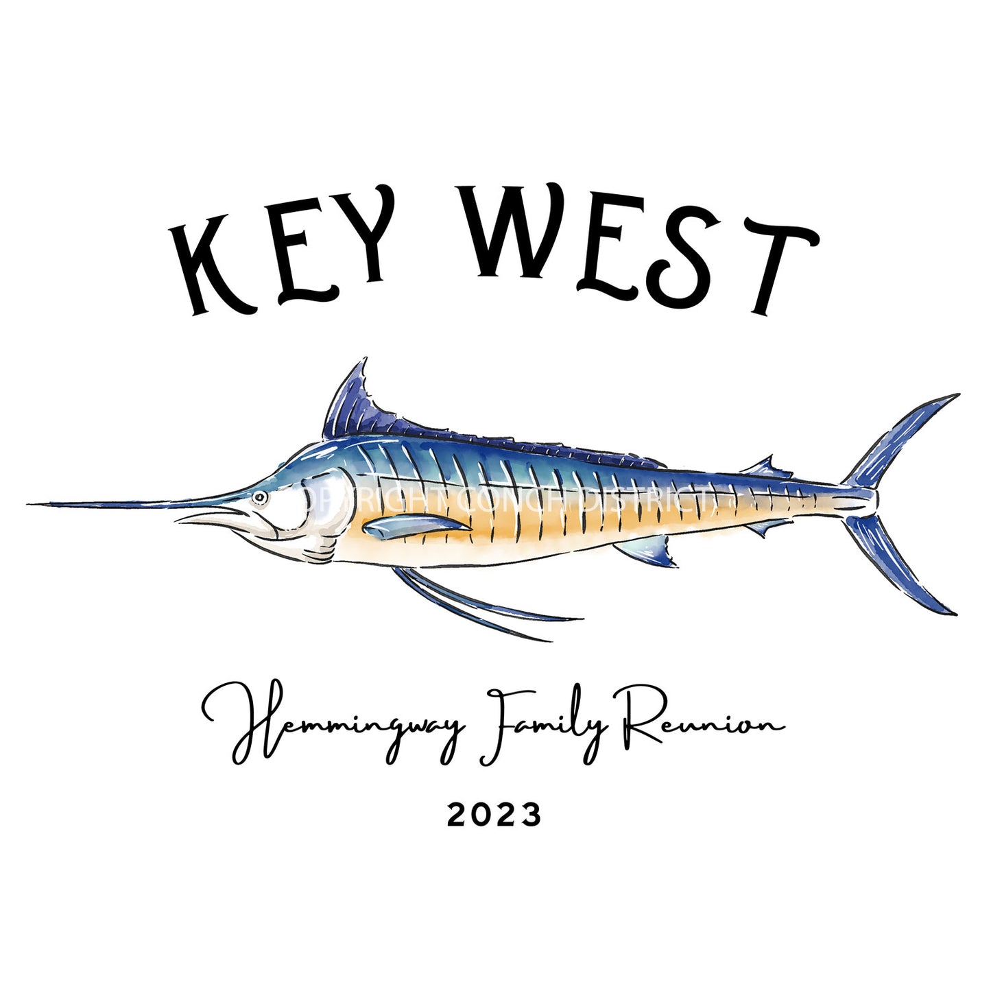 Men's Custom Marlin UPF50+ Shirt – Add Your Location & Event Text