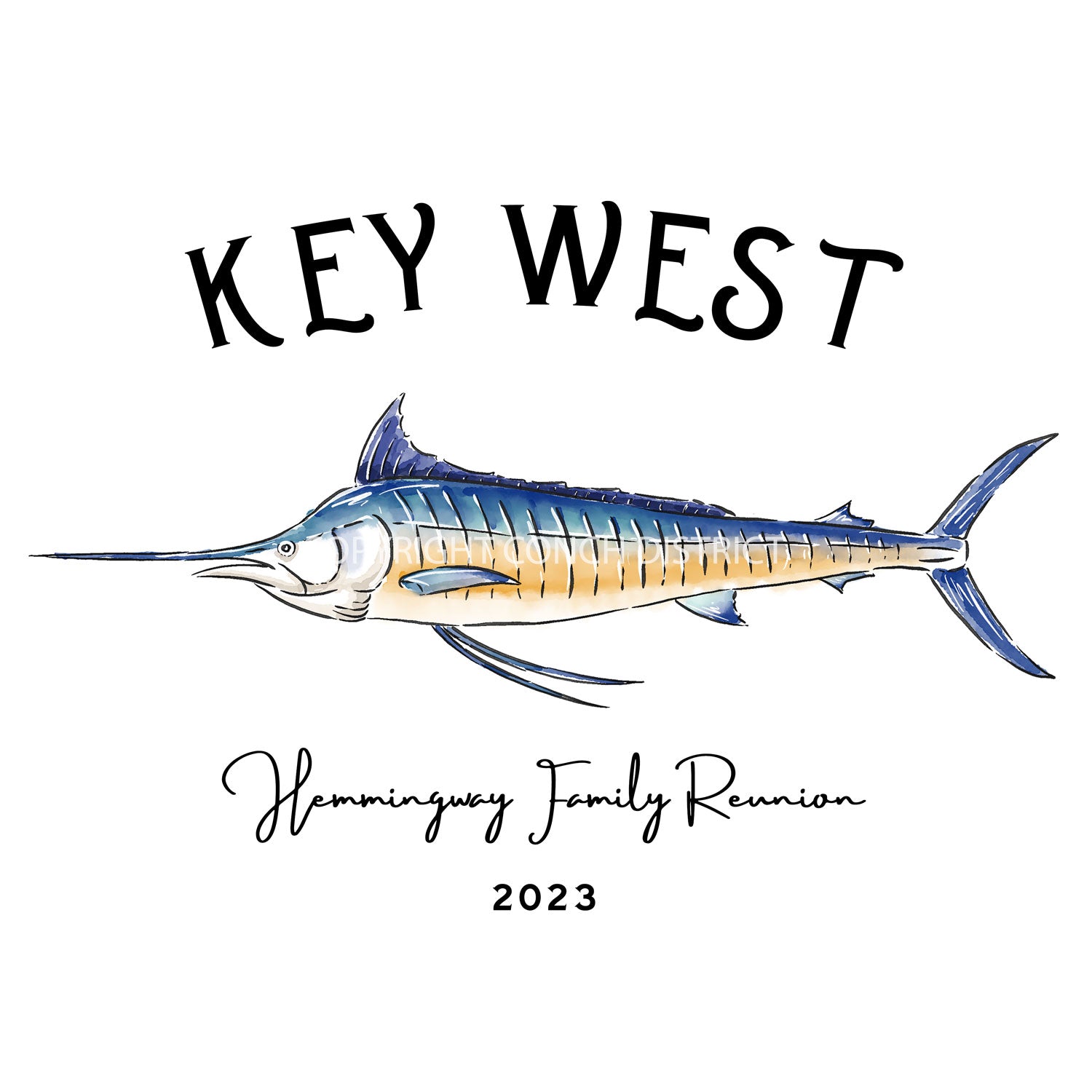 Men's Custom Marlin UPF50+ Shirt – Add Your Location & Event Text