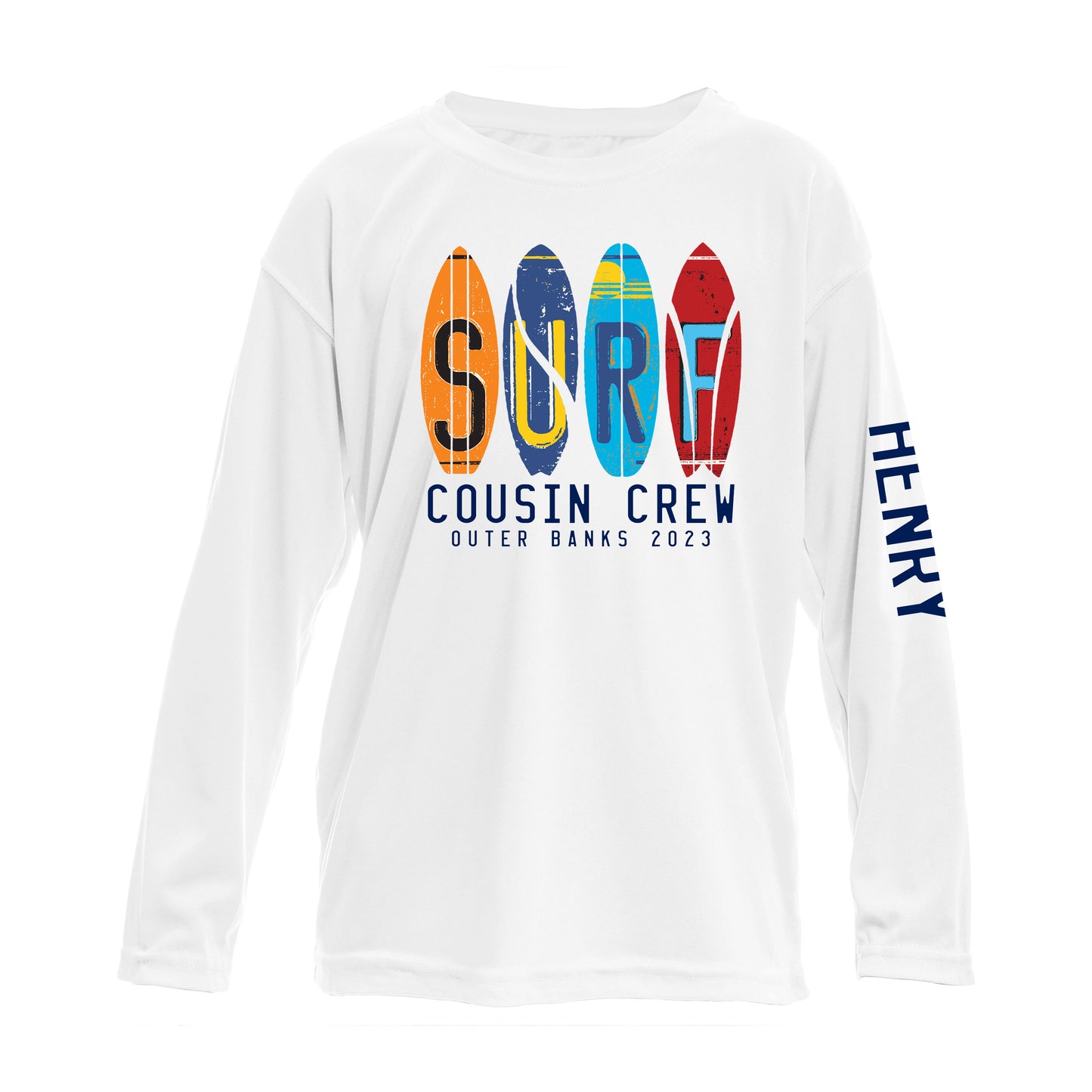 Custom SURF Crew UPF50+ Shirt – Personalized Group Name
