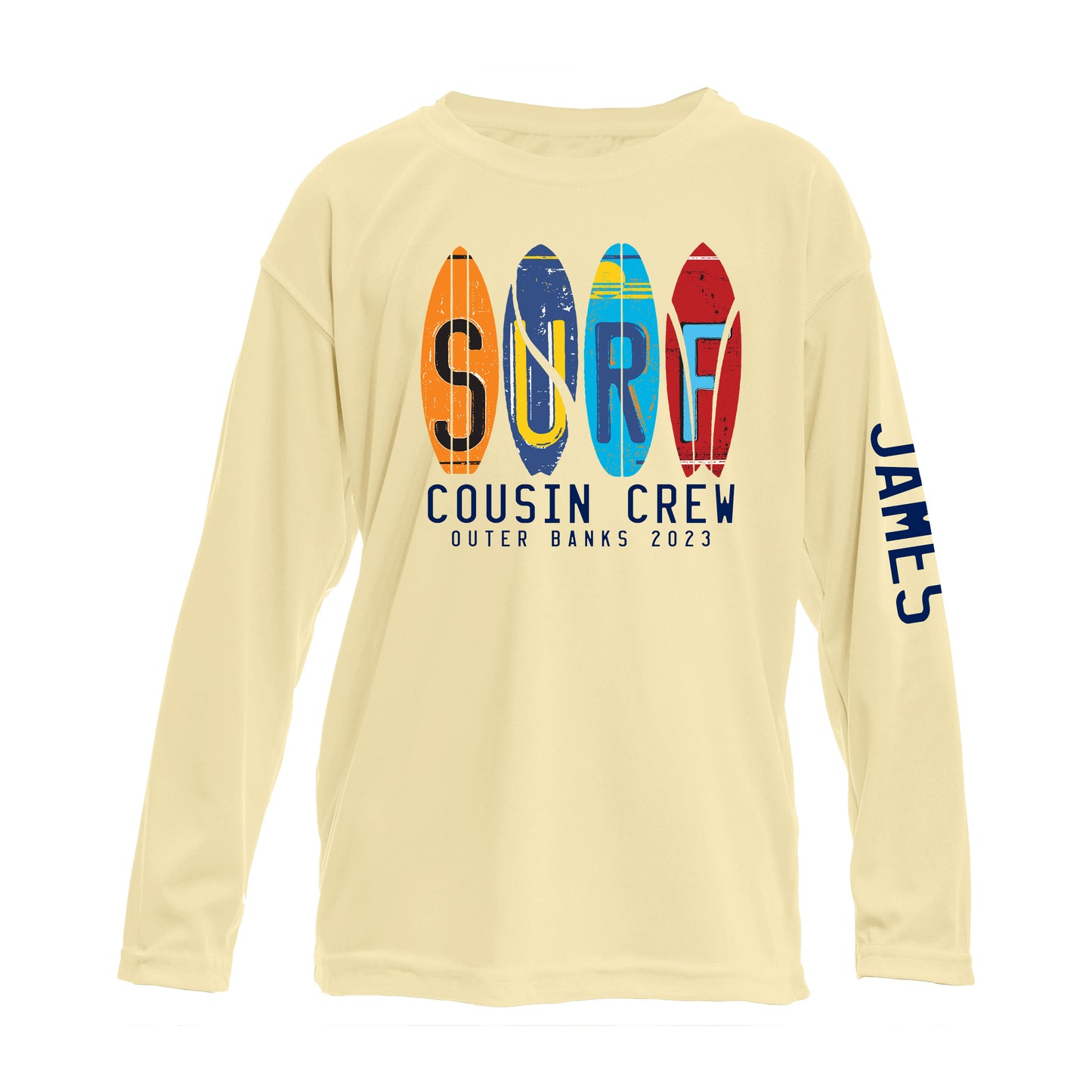 Custom SURF Crew UPF50+ Shirt – Personalized Group Name