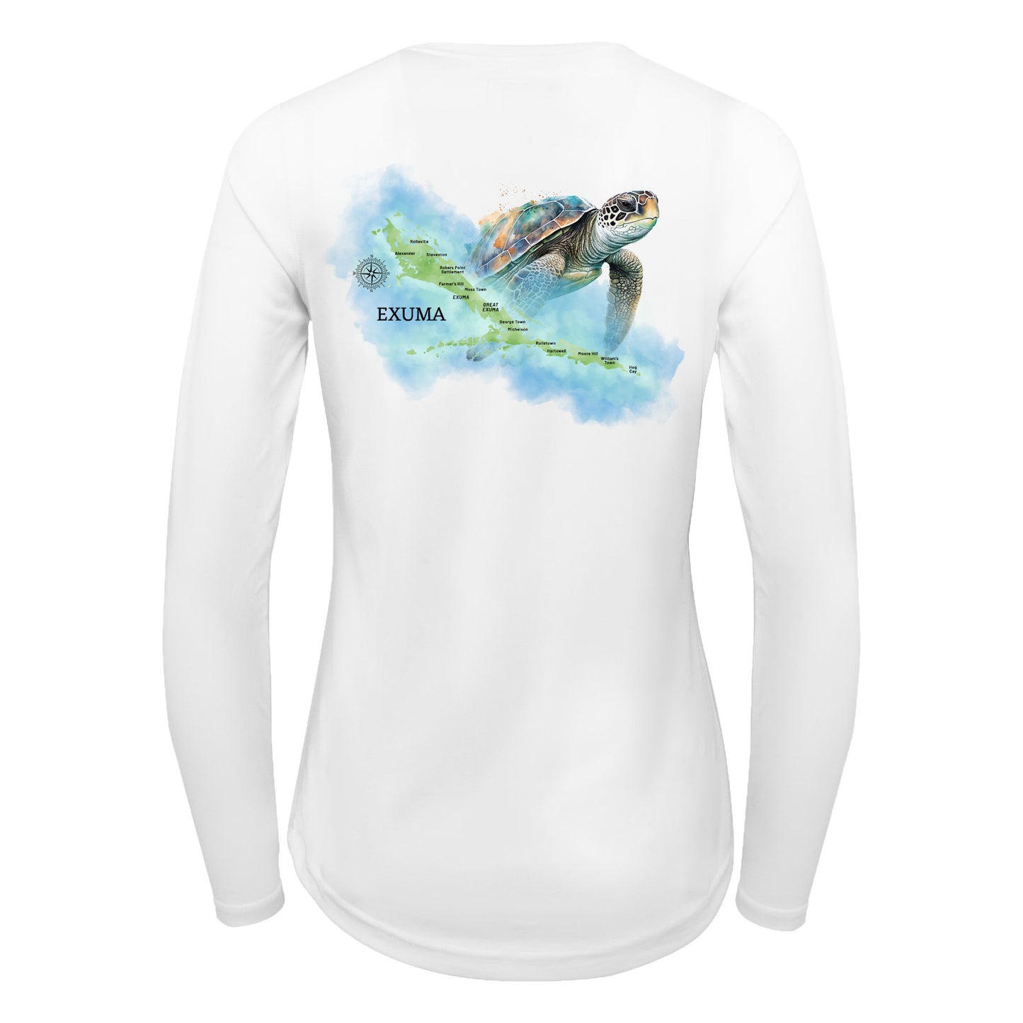 Exuma Sea Turtle Watercolor Map | Recycled Solar Performance