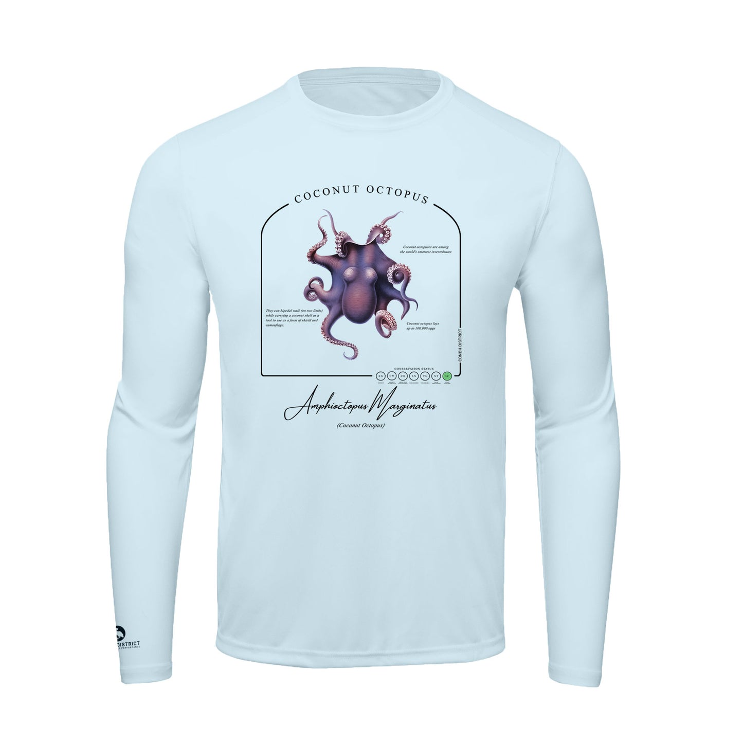 Coconut Octopus Conservation Status Shirt | Mens Recycled Solar Performance
