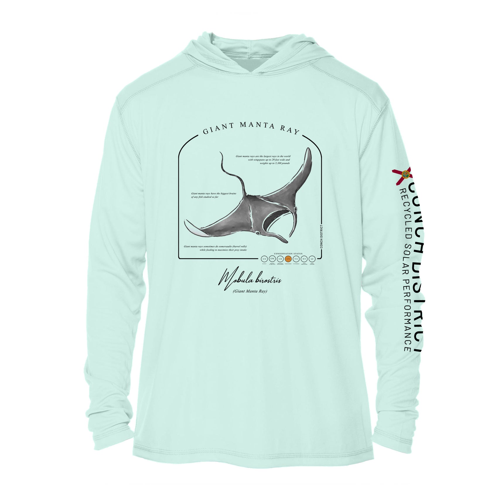 Giant Manta Ray Conservation Status UPF 50+ Sun Protection Hoodie Youth