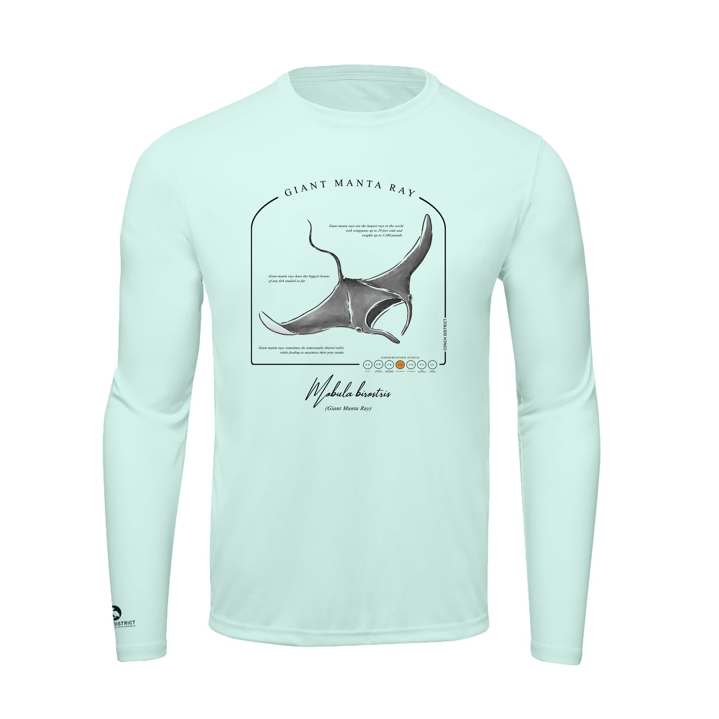 Giant Manta Ray Conservation Status Shirt | Mens Recycled Solar Performance