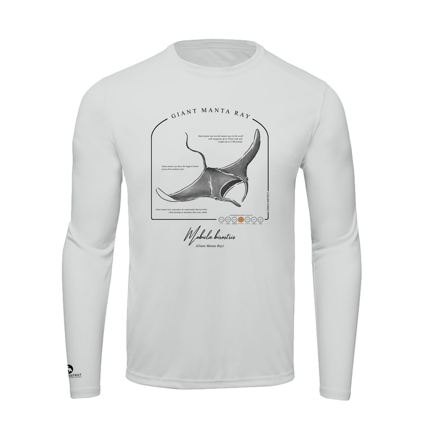 Giant Manta Ray Conservation Status Shirt | Mens Recycled Solar Performance