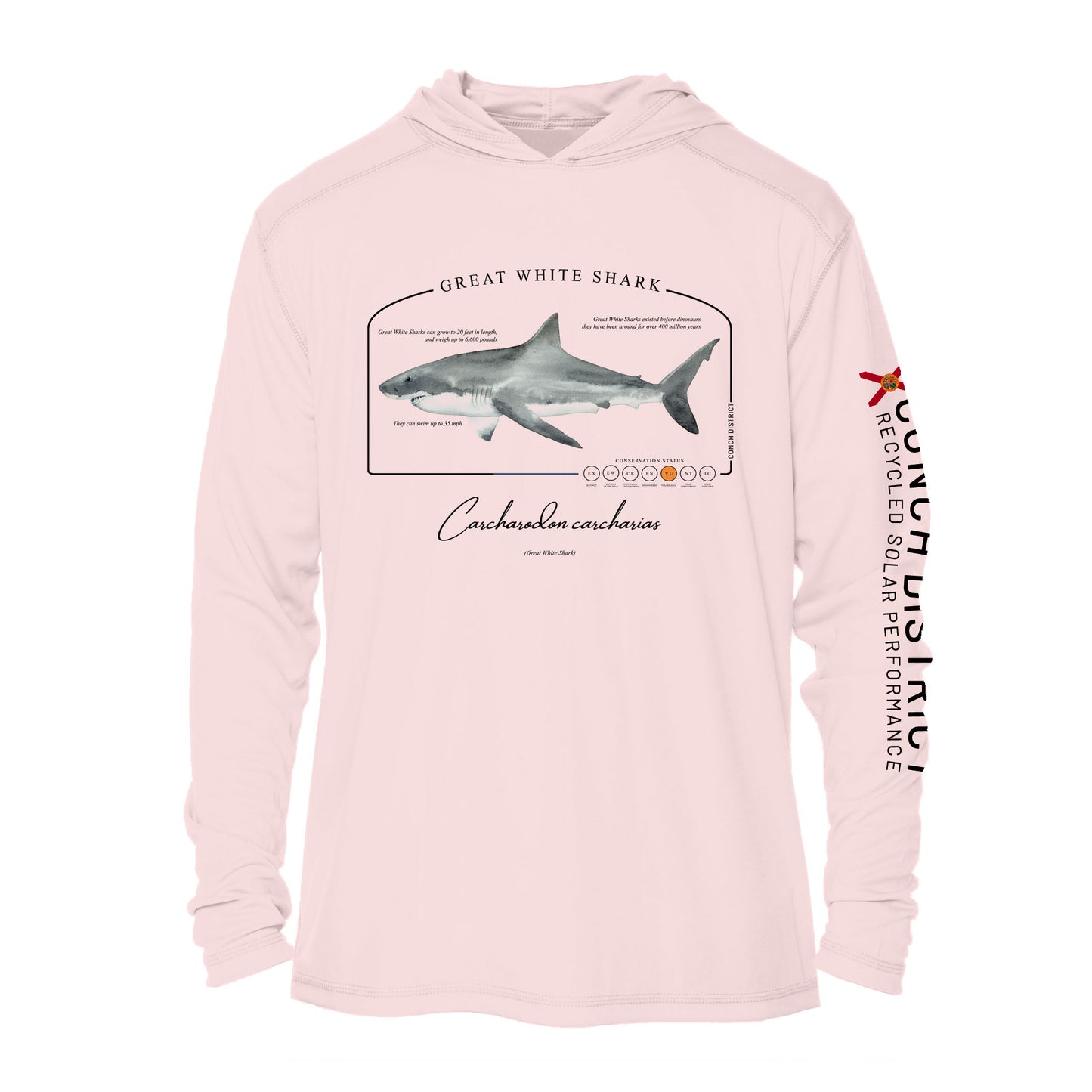Great White Shark Conservation Status UPF 50+ Sun Protection Hoodie Youth