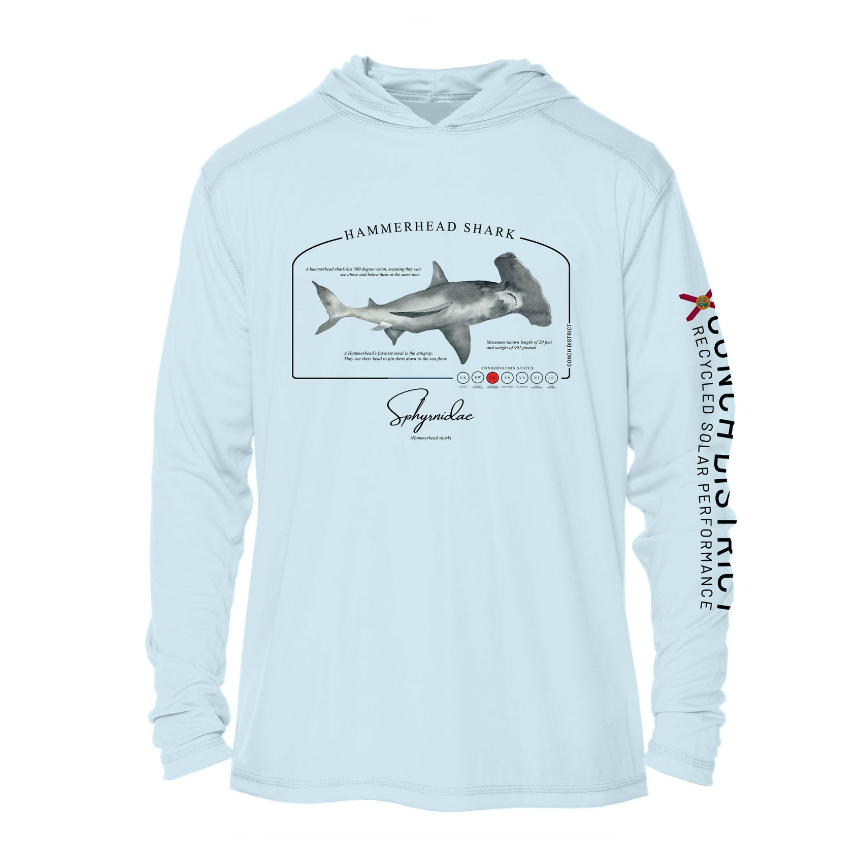 Hammerhead Shark Conservation Status UPF 50+ Sun Protection Hoodie Youth