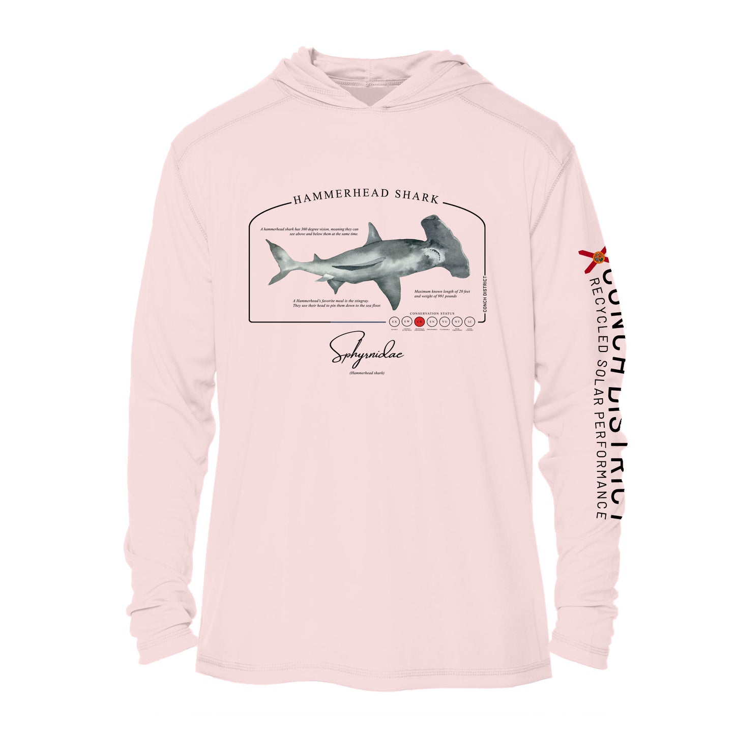 Hammerhead Shark Conservation Status UPF 50+ Sun Protection Hoodie Youth