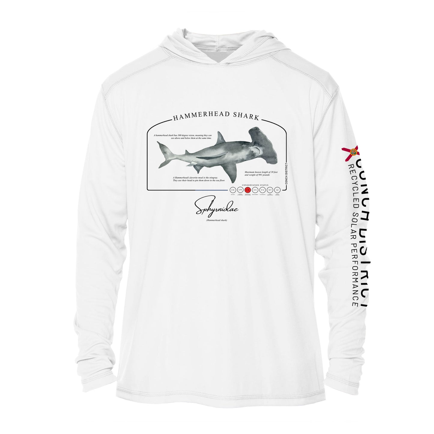 Hammerhead Shark Conservation Status UPF 50+ Sun Protection Hoodie Youth