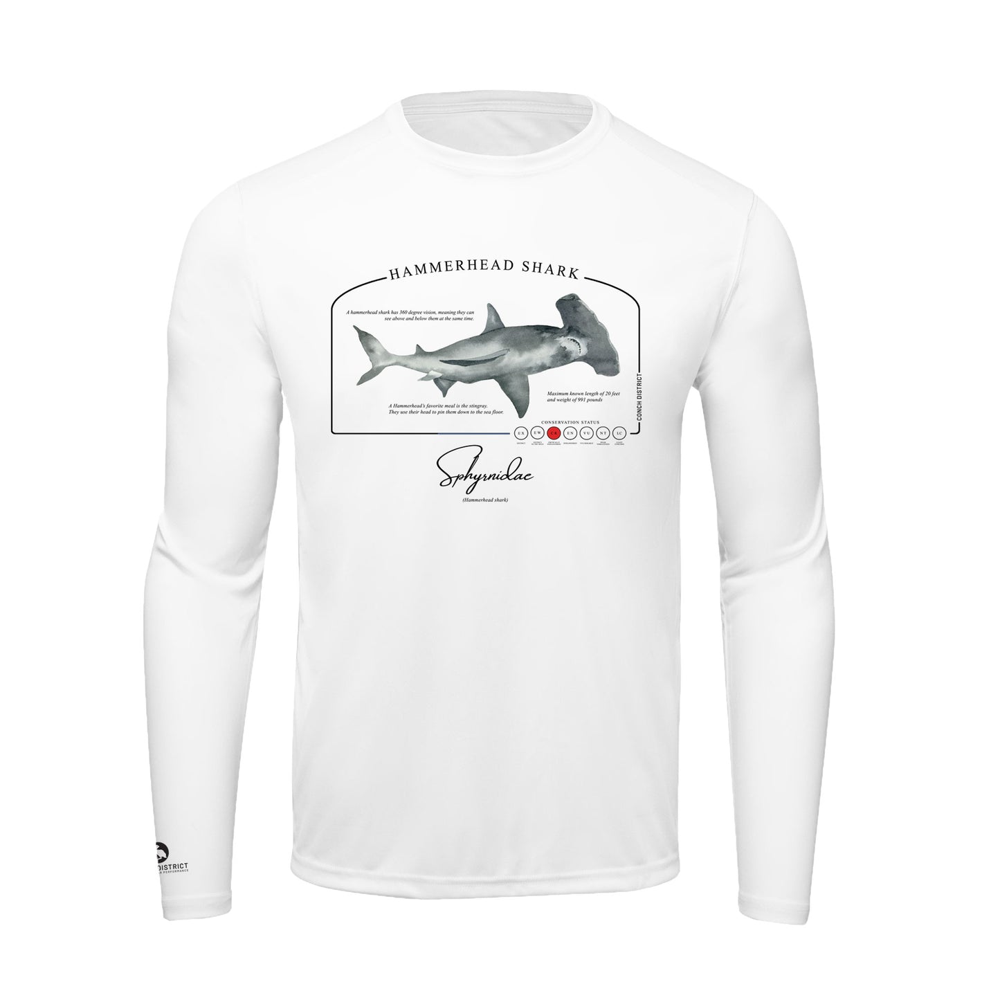 Hammerhead Shark Conservation Status Shirt | Mens Recycled Solar Performance