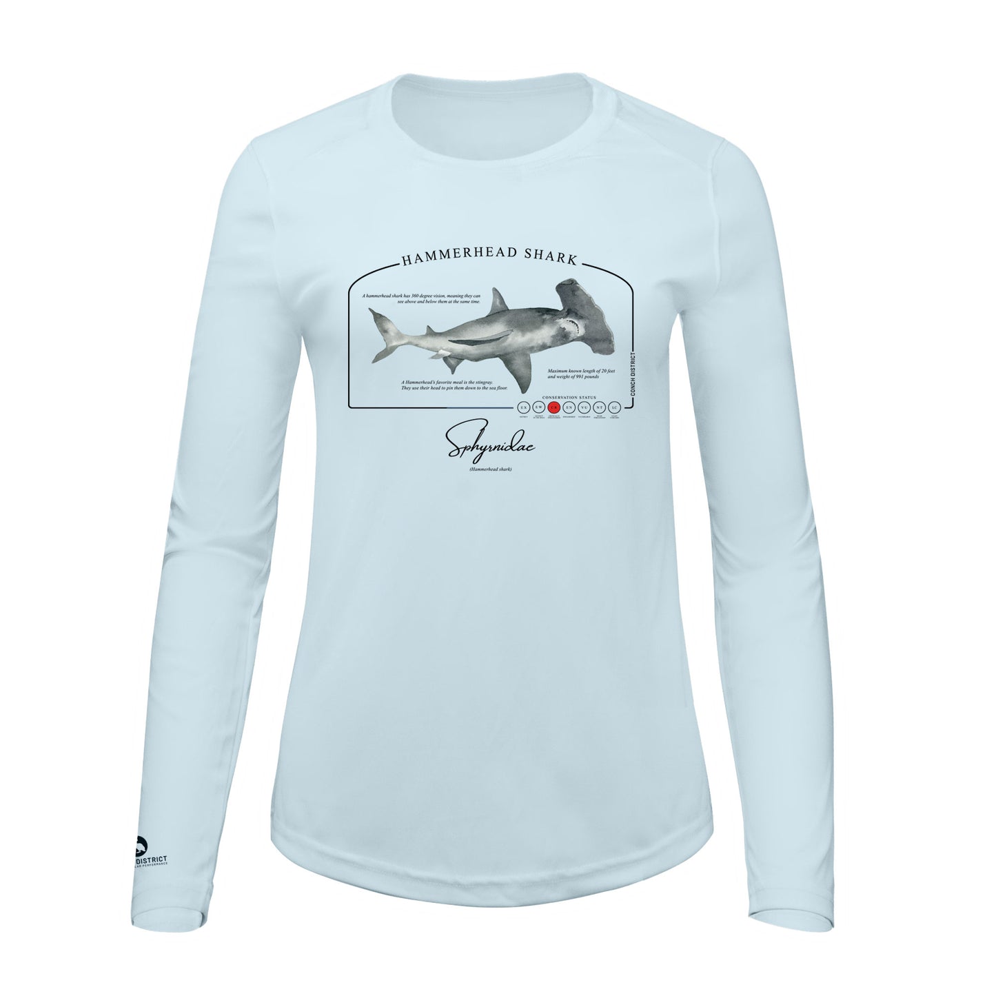 Hammerhead Shark Conservation Status Shirt | Womens Recycled Solar Performance