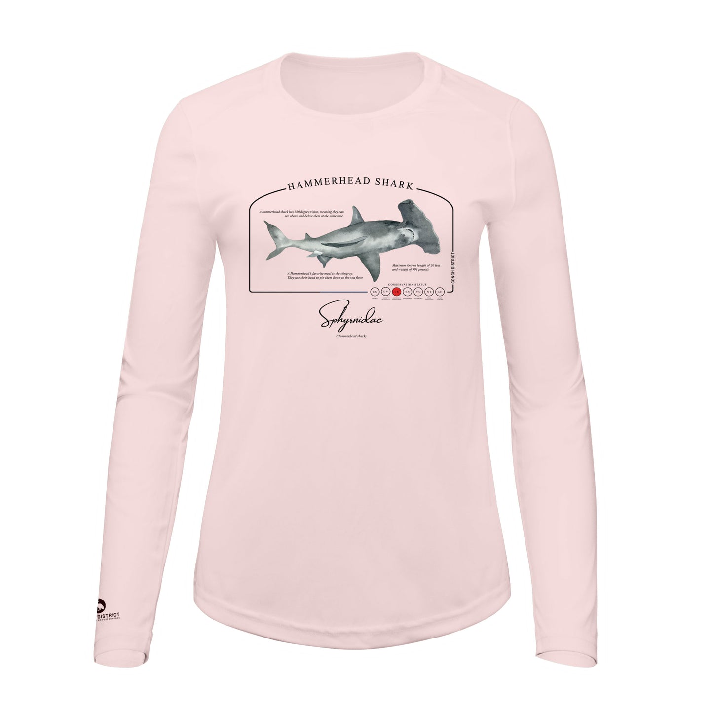 Hammerhead Shark Conservation Status Shirt | Womens Recycled Solar Performance