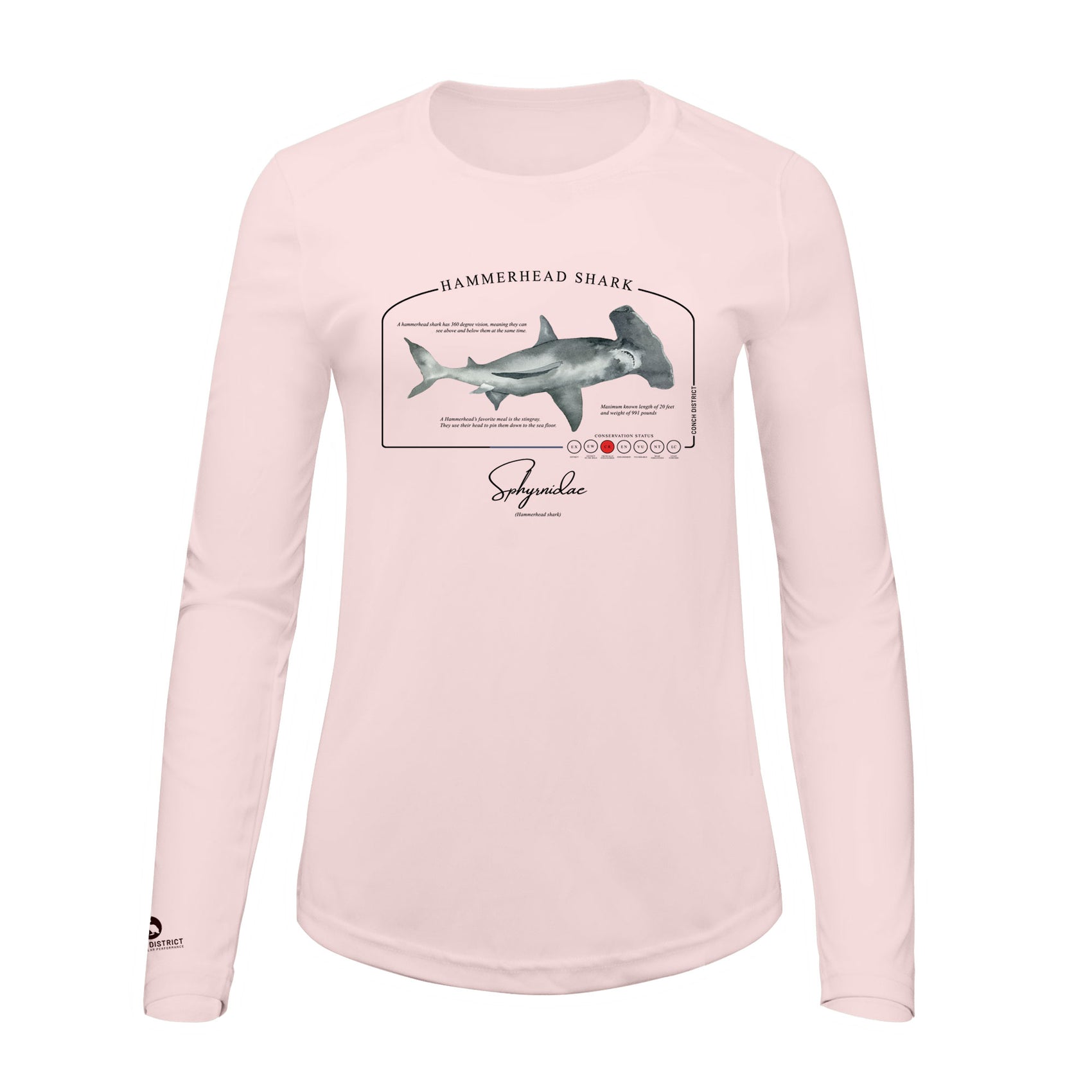 Hammerhead Shark Conservation Status Shirt | Womens Recycled Solar Performance