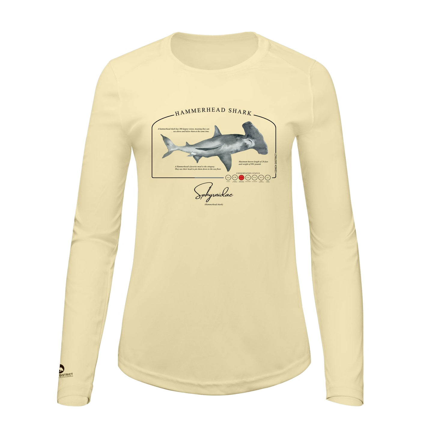 Hammerhead Shark Conservation Status Shirt | Womens Recycled Solar Performance