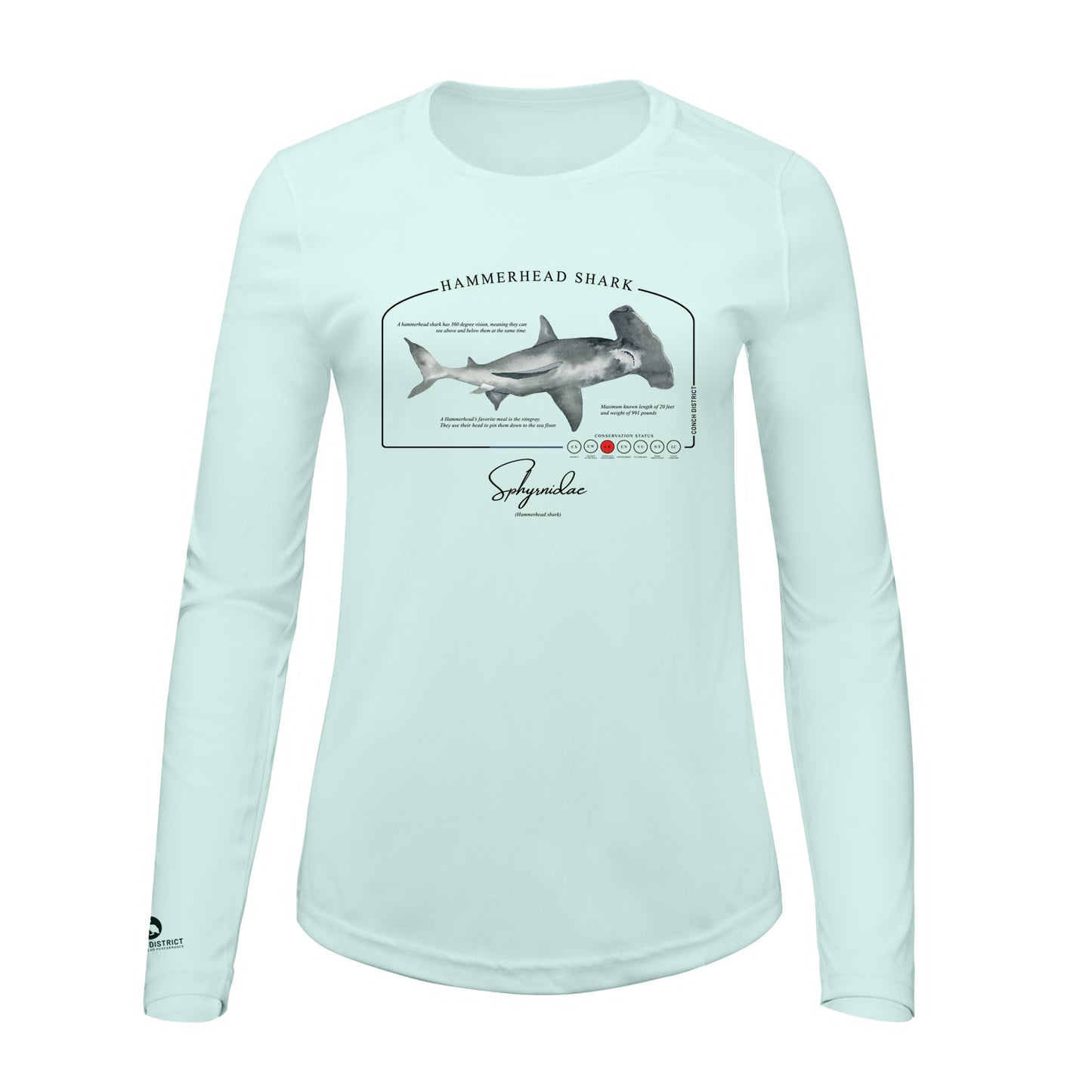 Hammerhead Shark Conservation Status Shirt | Womens Recycled Solar Performance