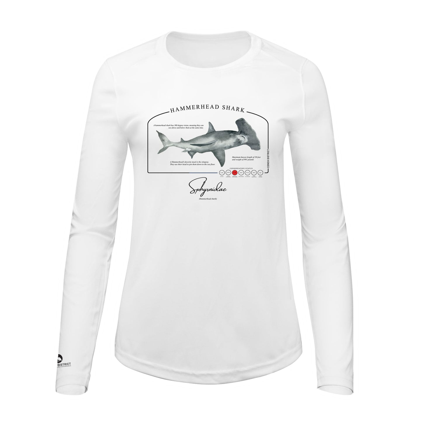 Hammerhead Shark Conservation Status Shirt | Womens Recycled Solar Performance