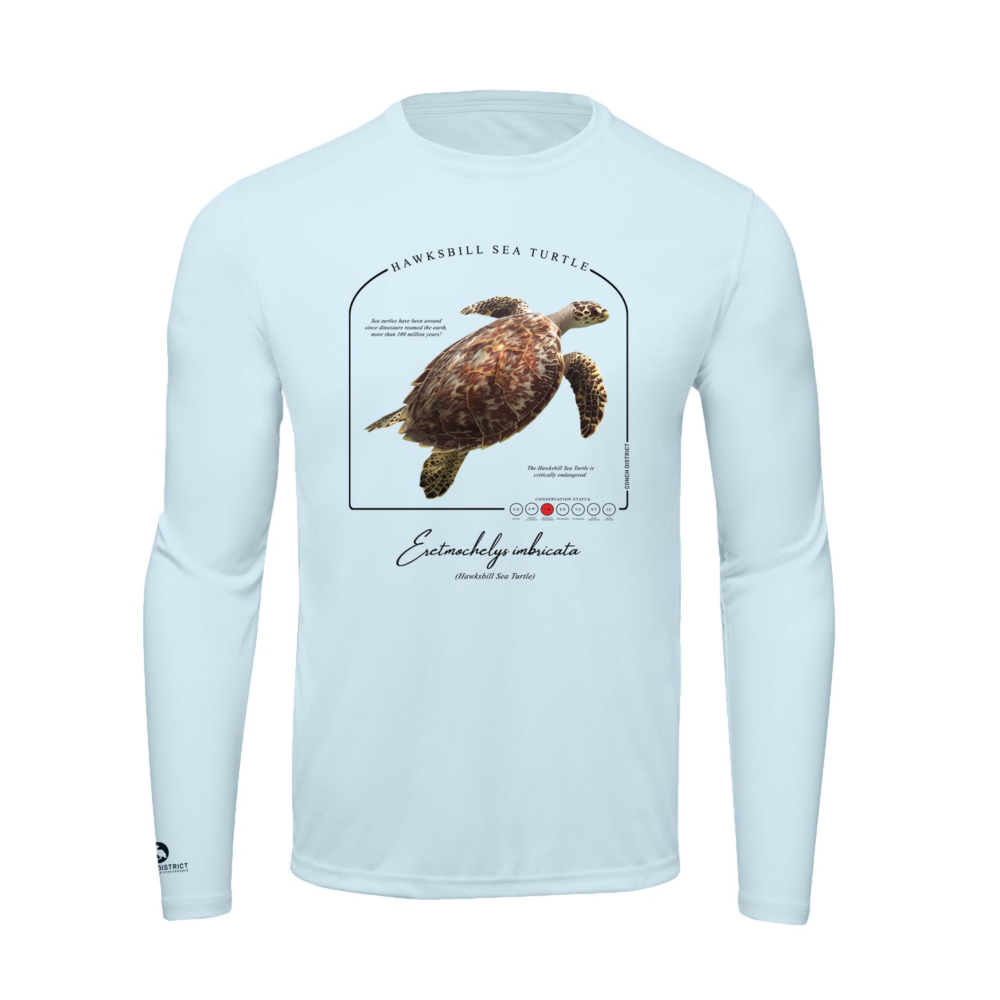Hawksbill Sea Turtle Conservation Status shirt | Mens Recycled Solar Performance