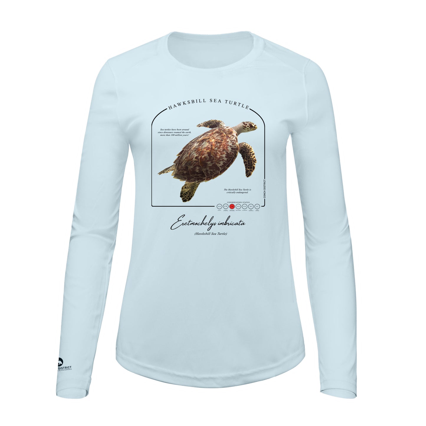 Hawksbill Sea Turtle Conservation Status Shirt | Womens Recycled Solar Performance