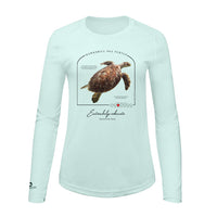 Hawksbill Sea Turtle Conservation Status Shirt | Womens Recycled Solar Performance