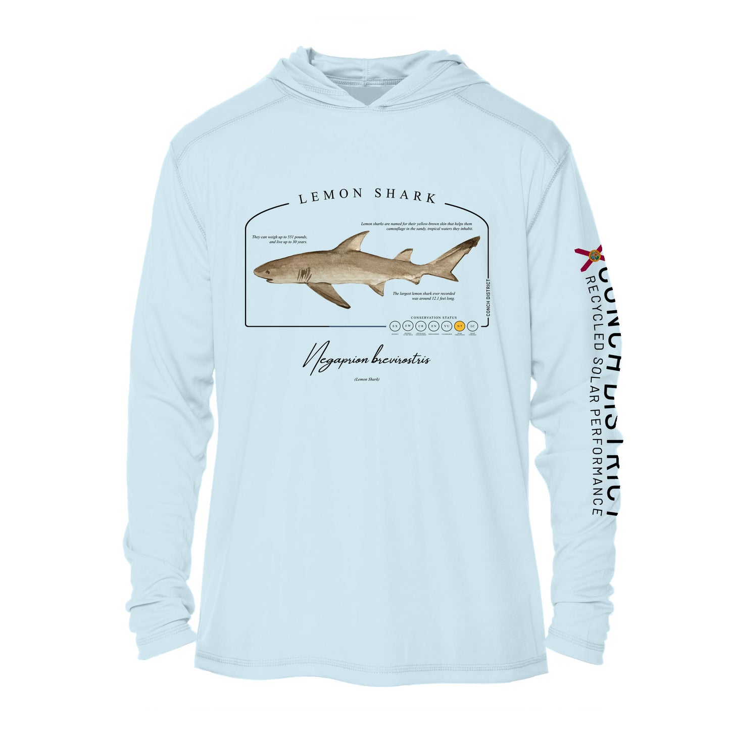 Lemon Shark Conservation Status Hoodie | Mens Recycled Solar Performance