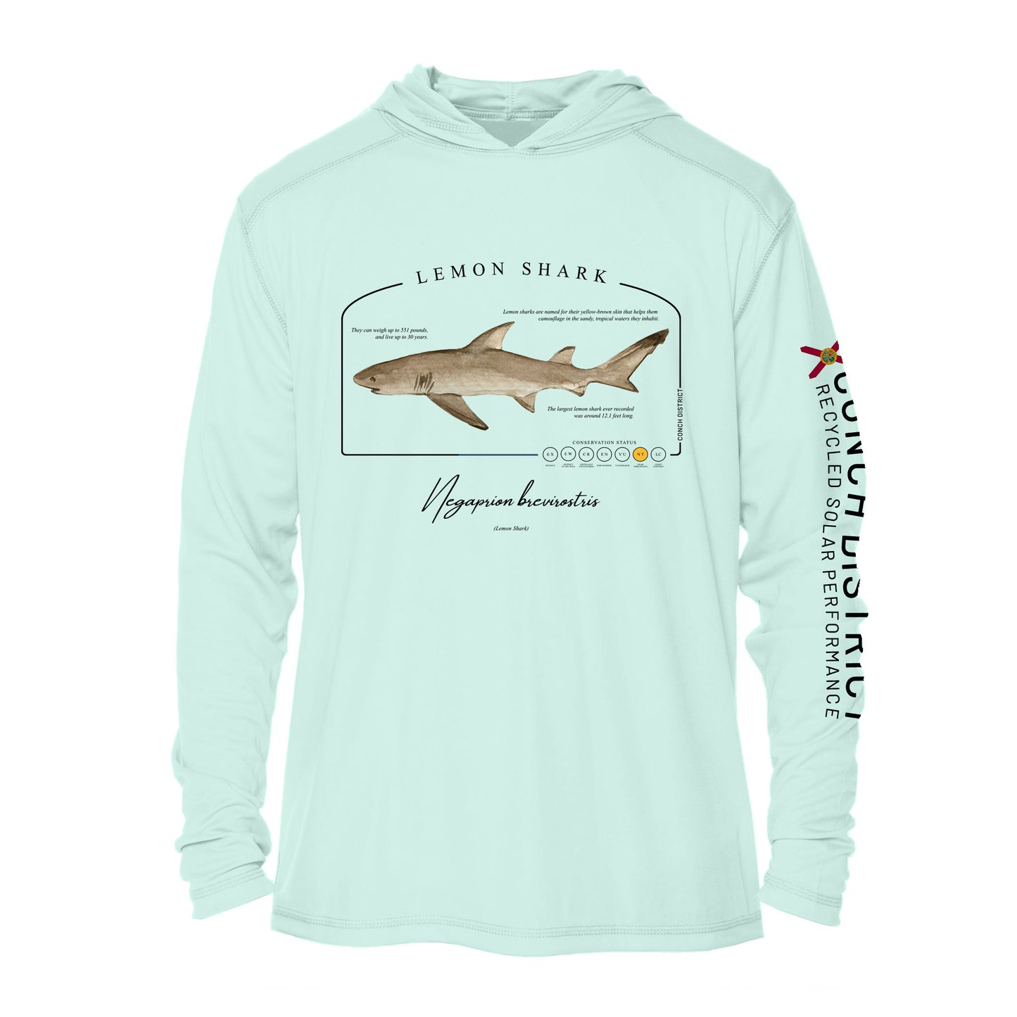 Lemon Shark Conservation Status Hoodie | Mens Recycled Solar Performance