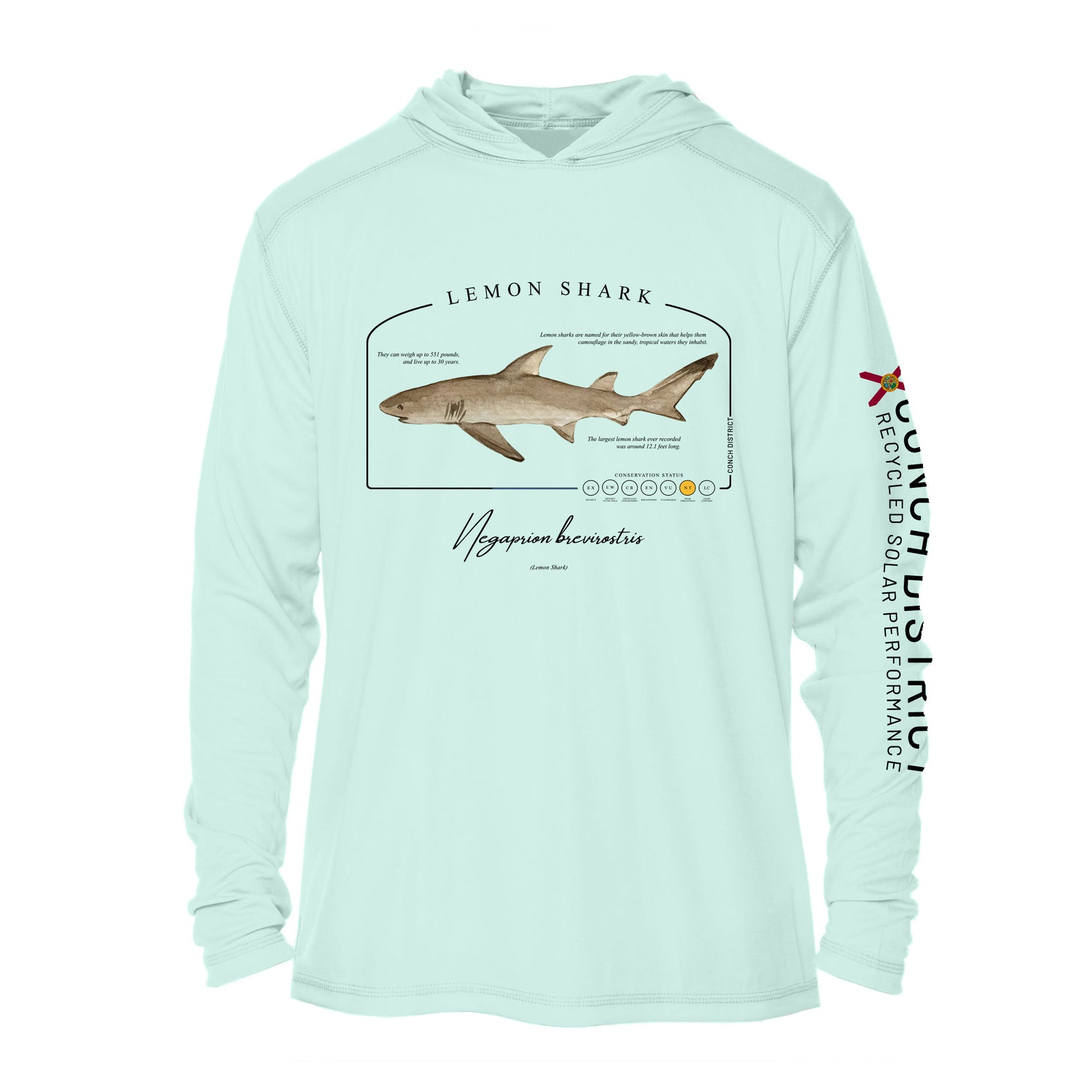 Lemon Shark Conservation Status Hoodie | Mens Recycled Solar Performance