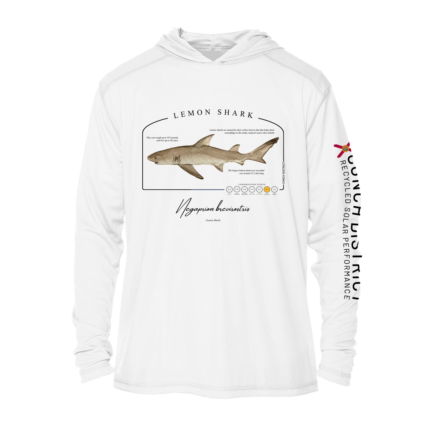 Lemon Shark Conservation Status Hoodie | Mens Recycled Solar Performance