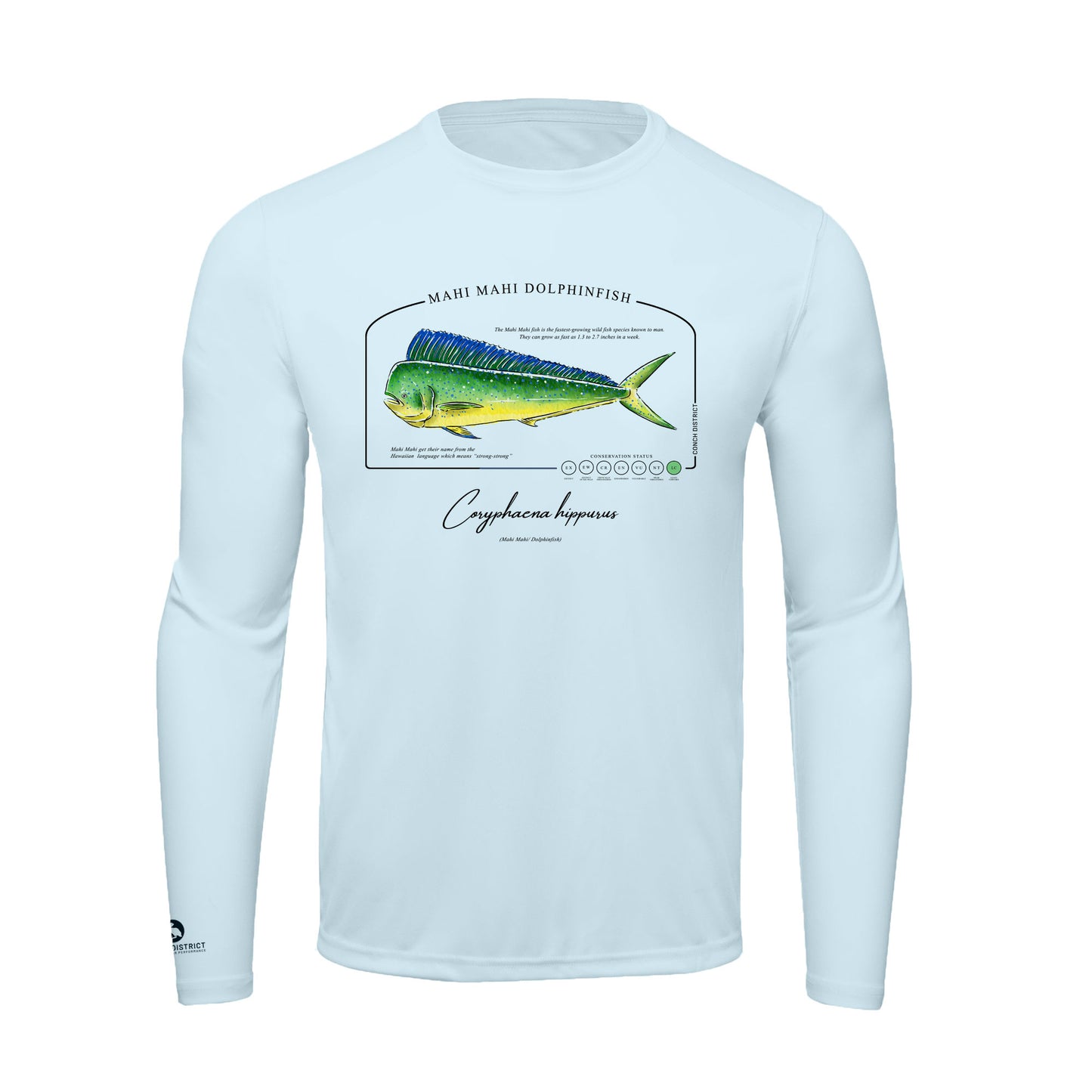 Mahi Mahi Dolphinfish Conservation Status Shirt | Mens Recycled Solar Performance