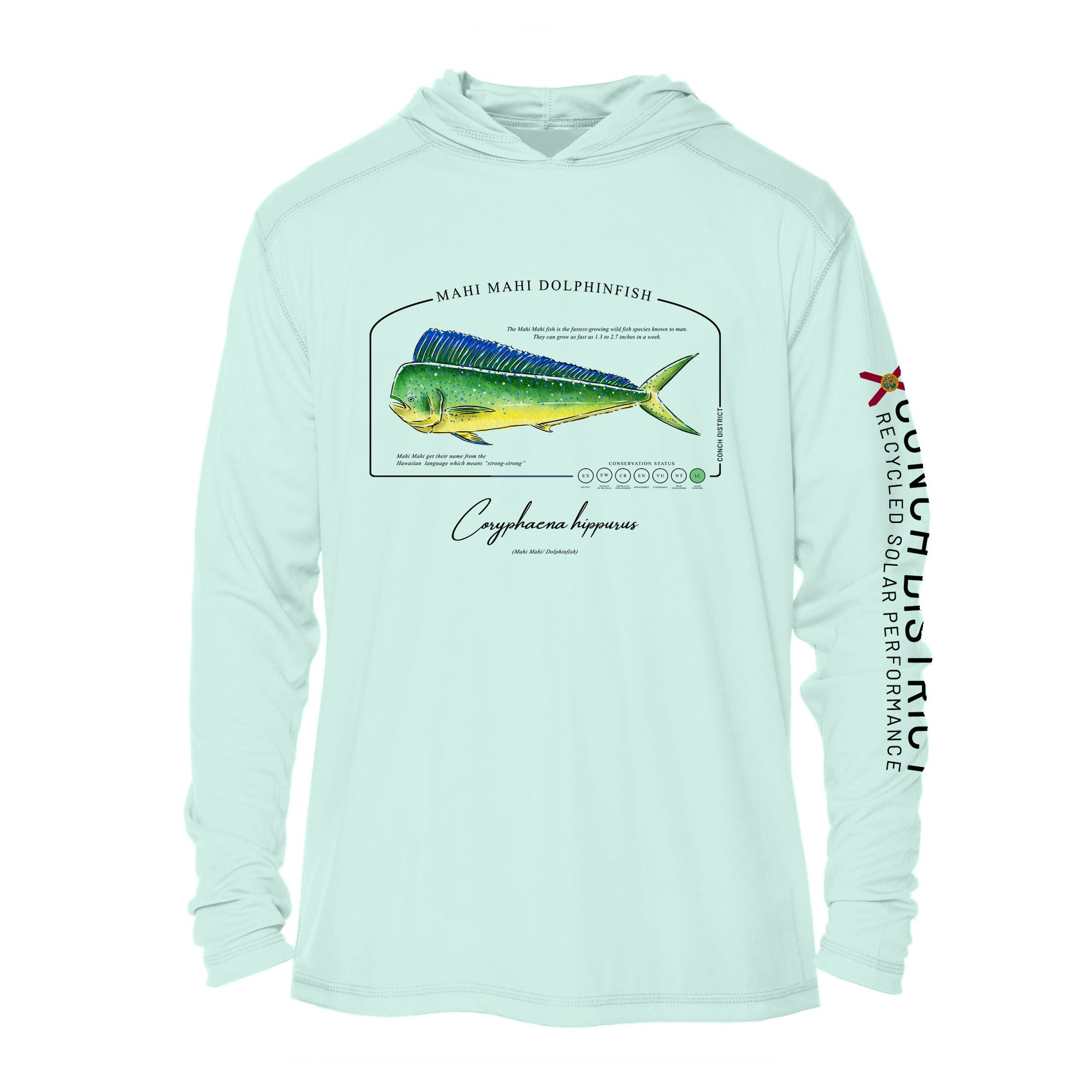 Mahi Mahi Dolphinfish Conservation Status Hoodie | Mens Recycled Solar Performance