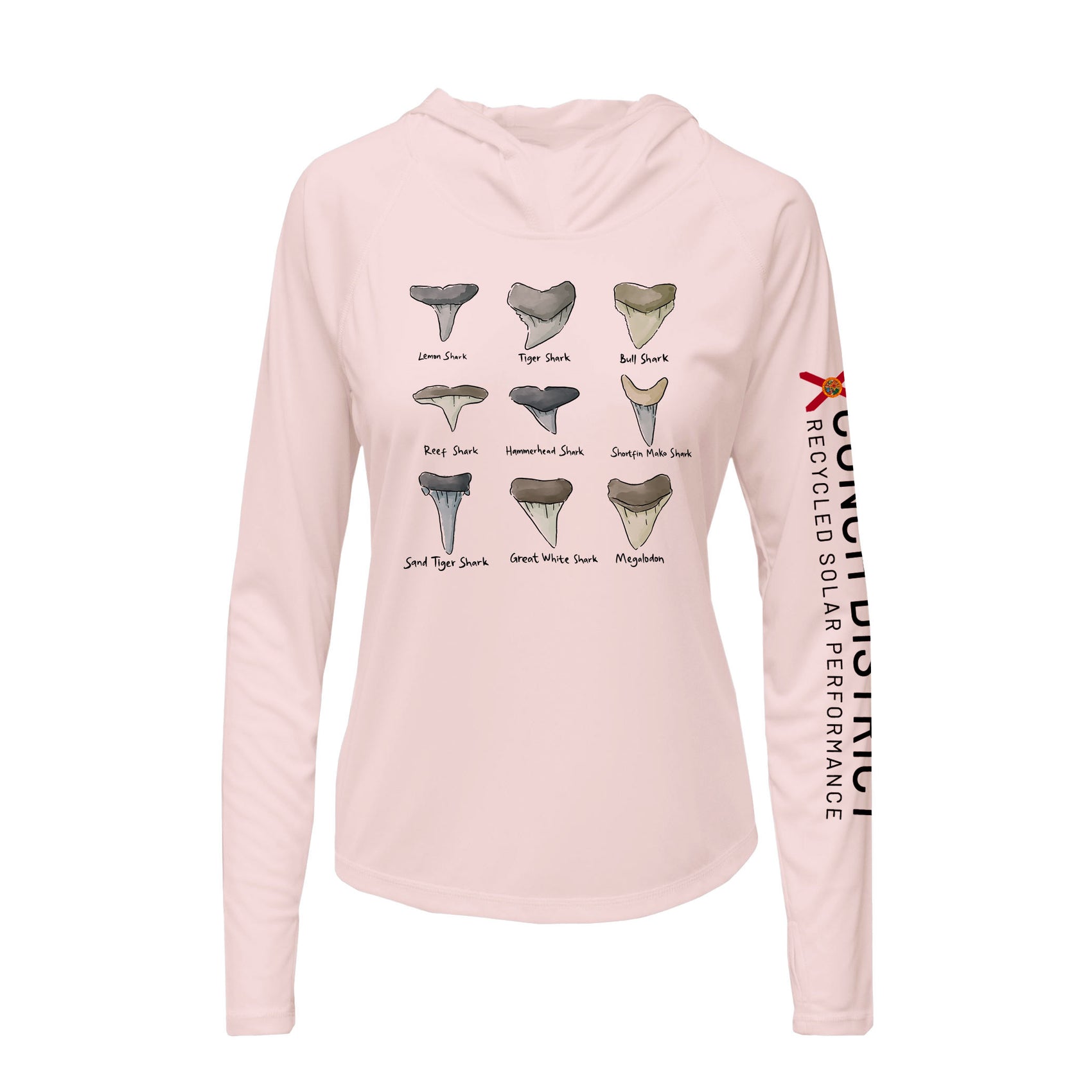 Shark Tooth Identification Hoodie | Womens Recycled Solar Performance