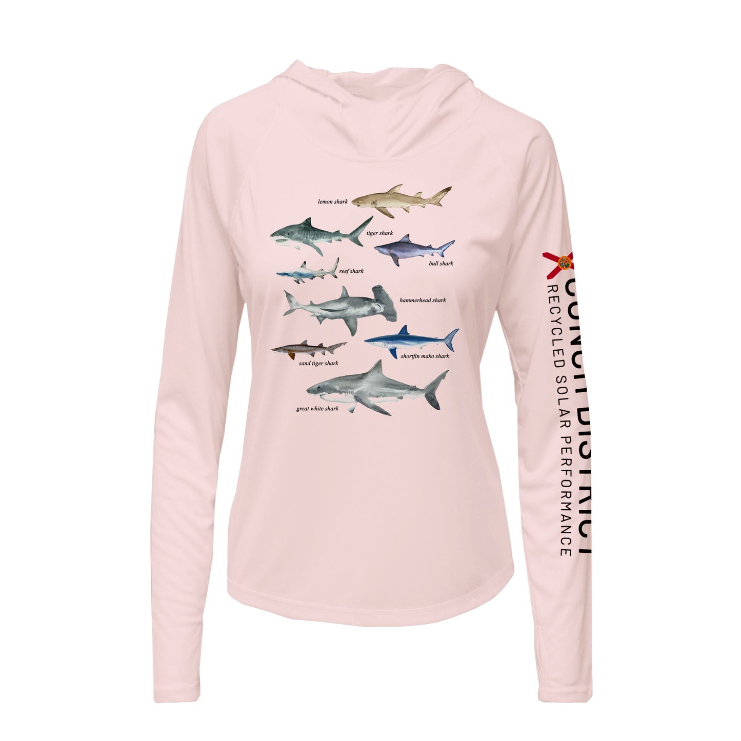 Types of Sharks Hoodie | Womens Recycled Solar Performance